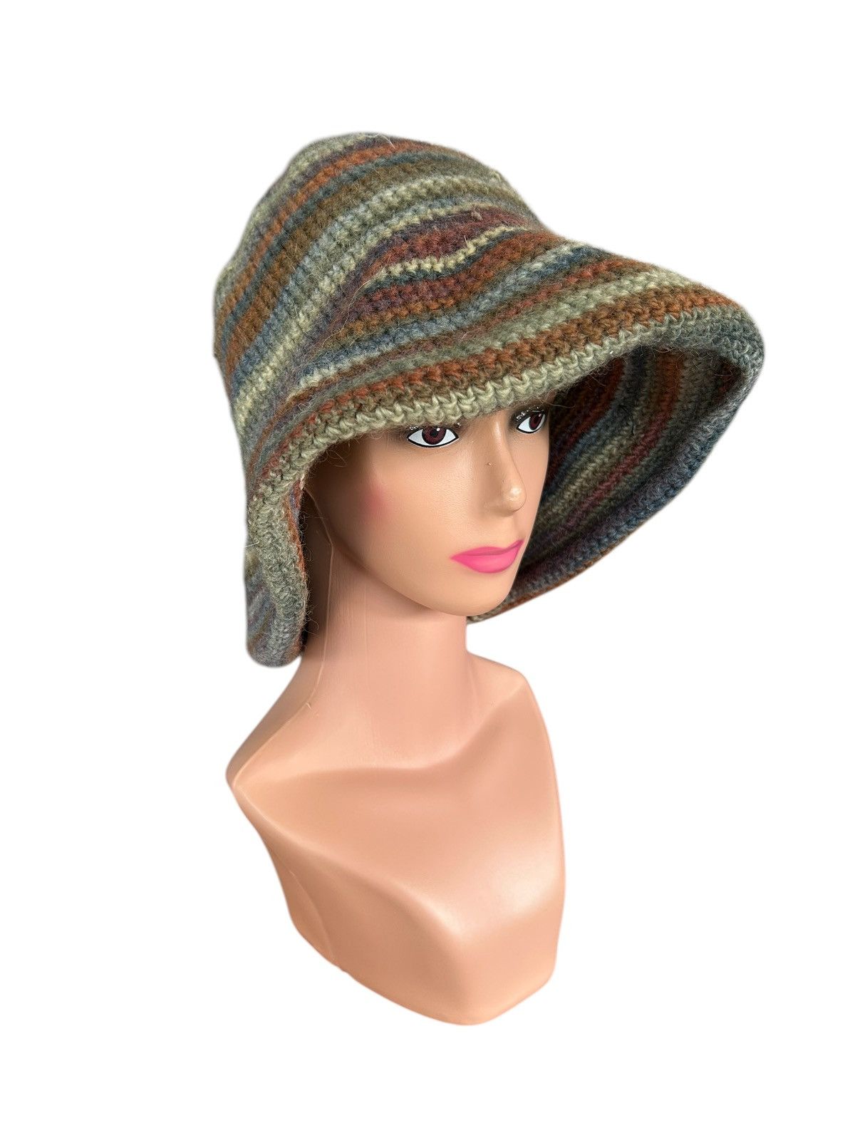 Japanese Brand × Kapital × Vintage Crochet Knitted handmade Big Bucket Hats Size ONE SIZE - 3 Thumbnail