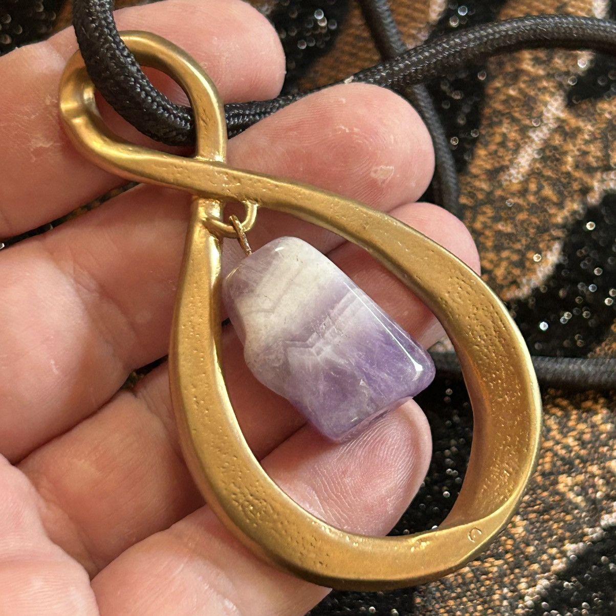 Vintage Vintage boho style amethyst stone pendant on cord necklace Size ONE SIZE - 8 Thumbnail