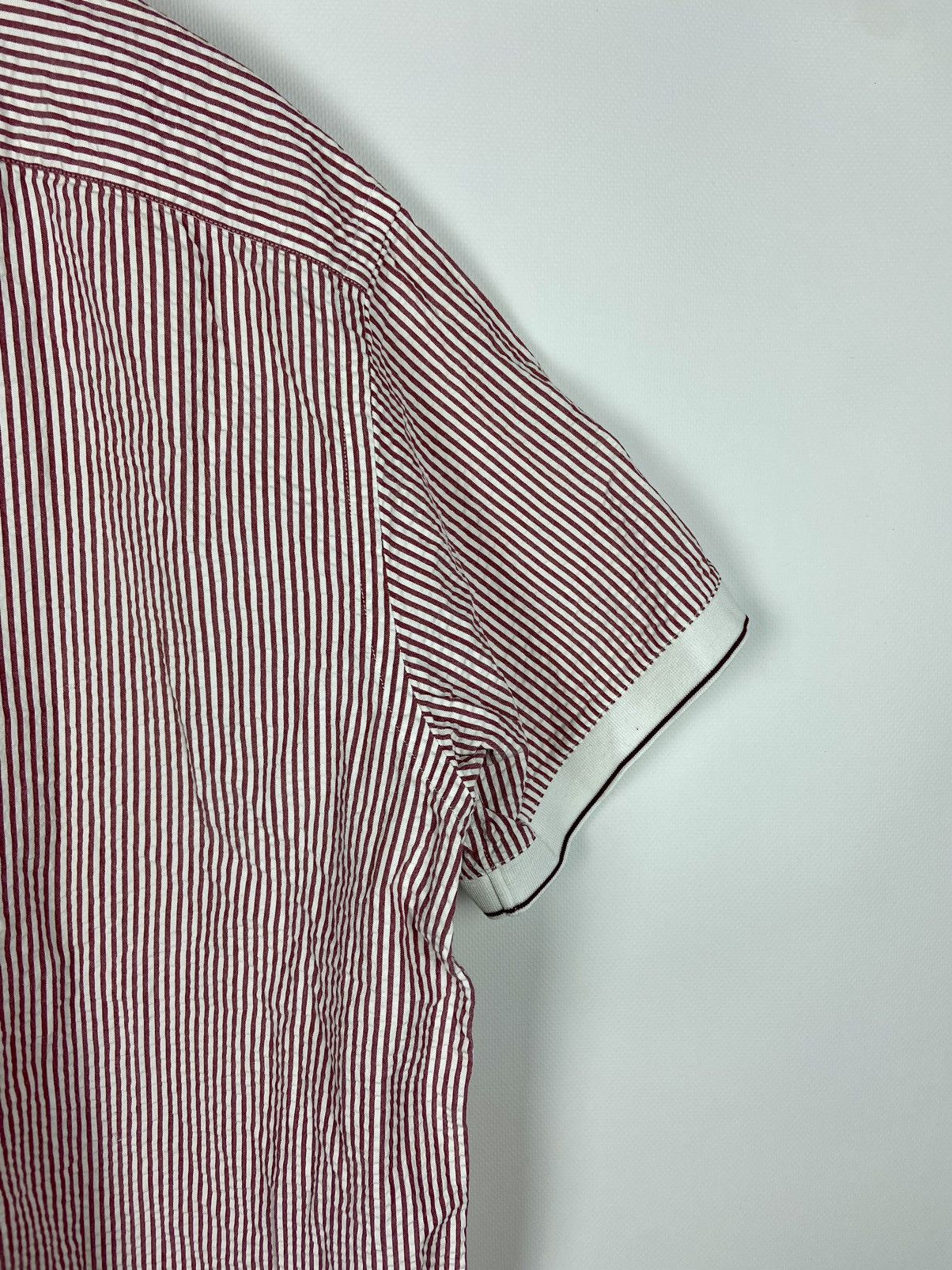 Brioni × Designer Brioni Striped Mens Shirt White Pink Short Sleeve Luxury Size US XL / EU 56 / 4 - 15 Thumbnail