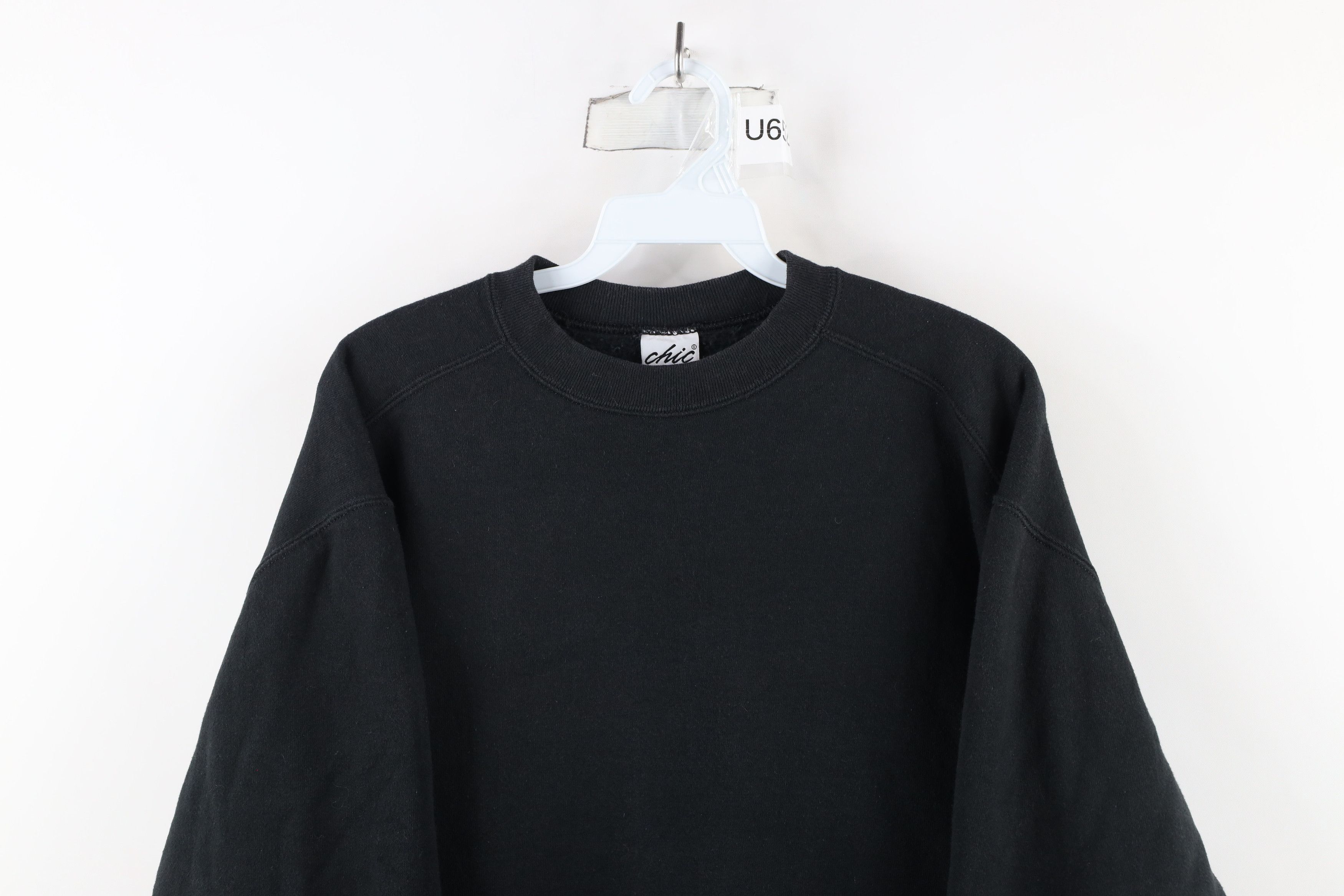 Vintage Vintage 90s Streetwear Blank Crewneck Sweatshirt Black USA Size M / US 6-8 / IT 42-44 - 2 Thumbnail