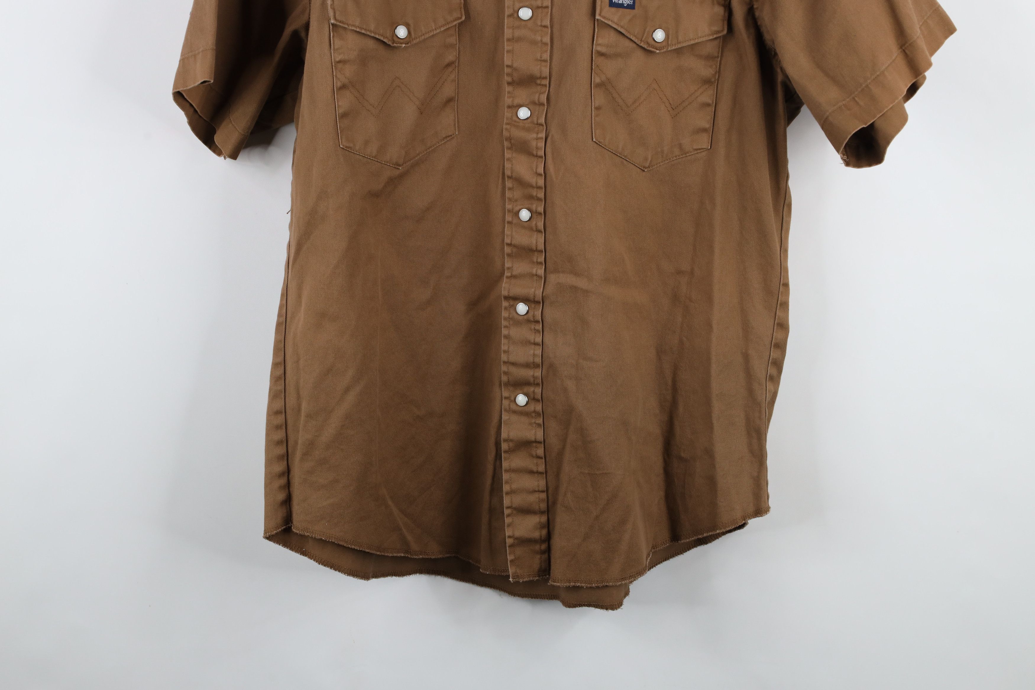 Vintage × Wrangler Vintage 90s Wrangler Western Cowboy Snap Button Shirt Brown Size US L / EU 52-54 / 3 - 3 Thumbnail