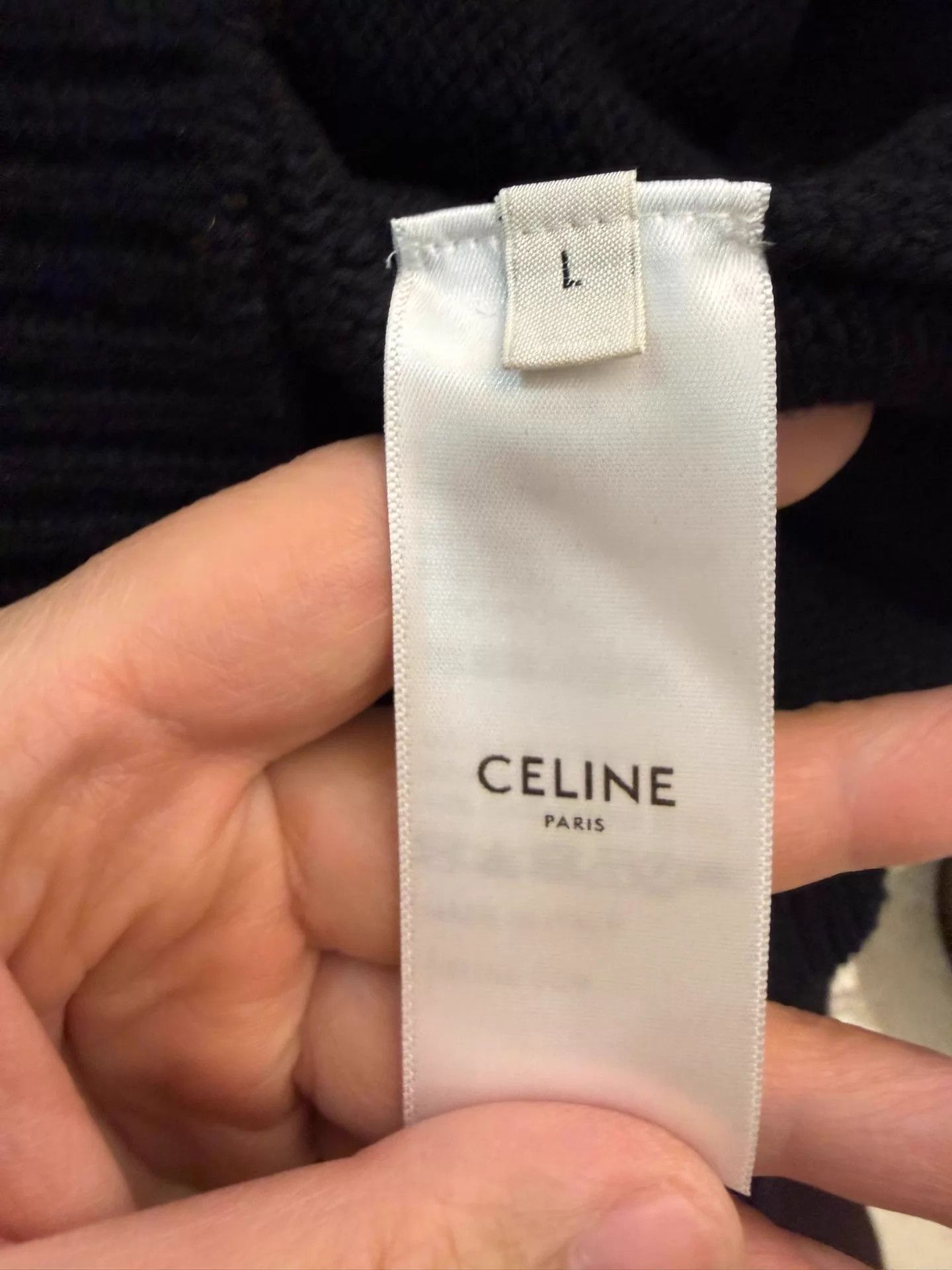 Celine CELINE Black Triumph Logo Wool-Cashmere Sweater L Size US L / EU 52-54 / 3 - 5 Thumbnail