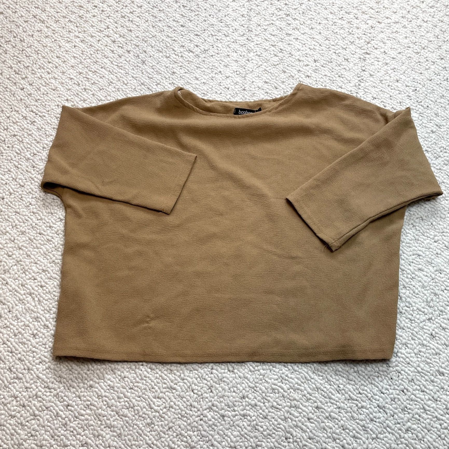 Boohoo VINTAGE Boohoo Cropped Top Womens 4 Brown Pullover Long Sleeve Shirt Casual Ladies Shirt Size S / US 4 / IT 40 - 2 Thumbnail