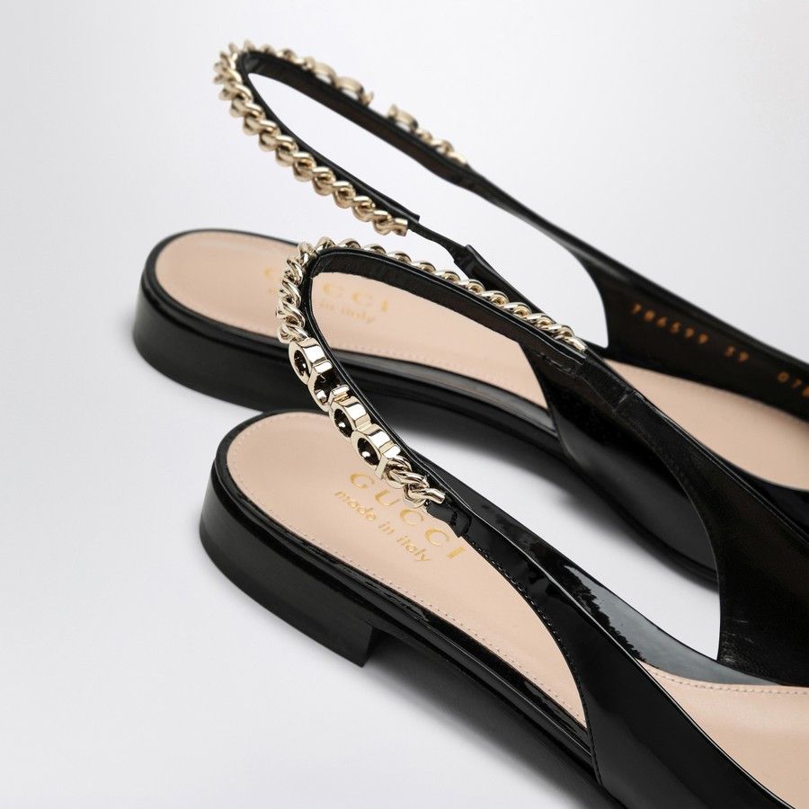 Gucci o1d2blof0824 Ballerina Signorina Patent Leather in Black Size US 7 / IT 37 - 5 Thumbnail