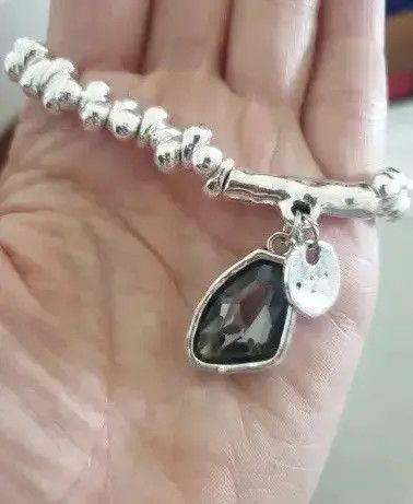 Other Vintage Silver Plated Grey Crystal Bracelet Size ONE SIZE - 3 Thumbnail