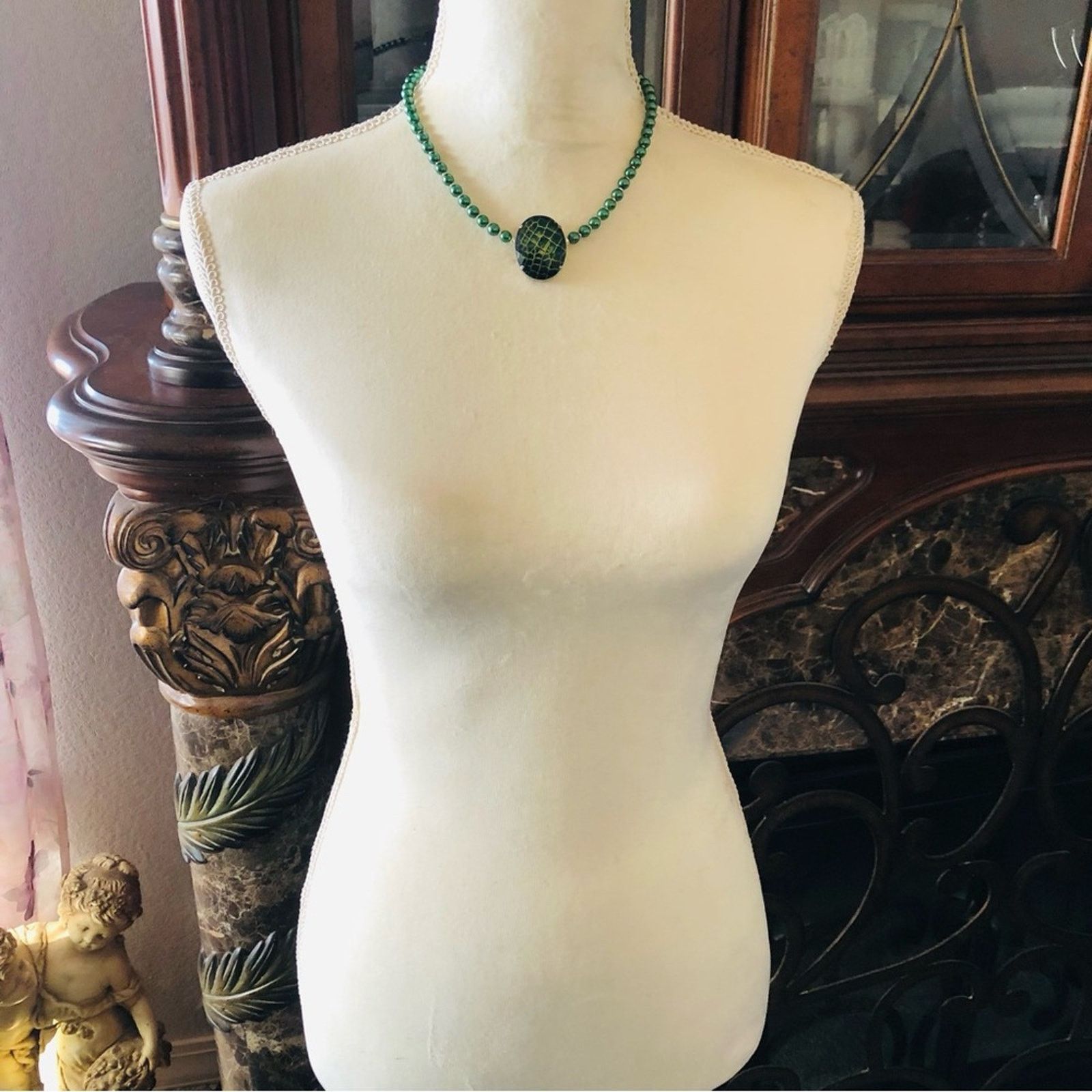 Handmade Handcrafted repurpose animal print stone Pearl necklace Size ONE SIZE - 6 Thumbnail