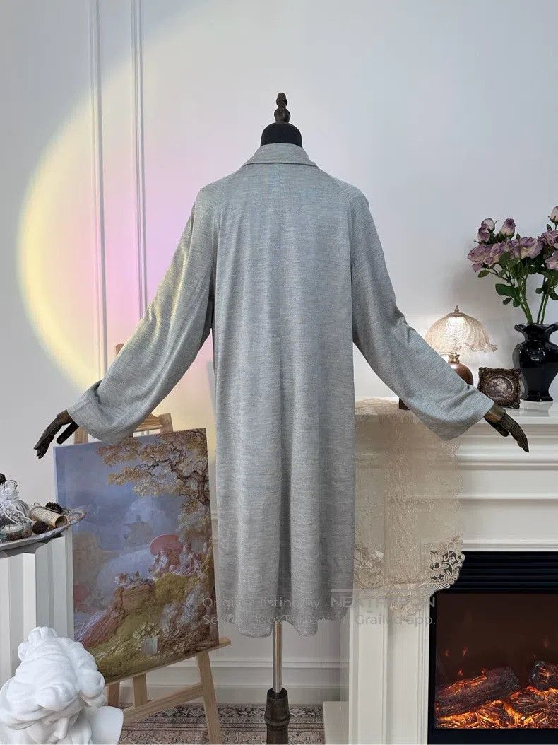 Hermes Hermes Silk Long Coat, Silver Gray Size XS / US 0-2 / IT 36-38 - 2 Thumbnail