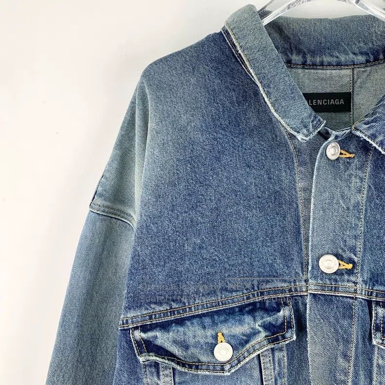Balenciaga Balenciaga Blue Washed Aged Cotton Collar Single Breasted Size US L / EU 52-54 / 3 - 3 Thumbnail