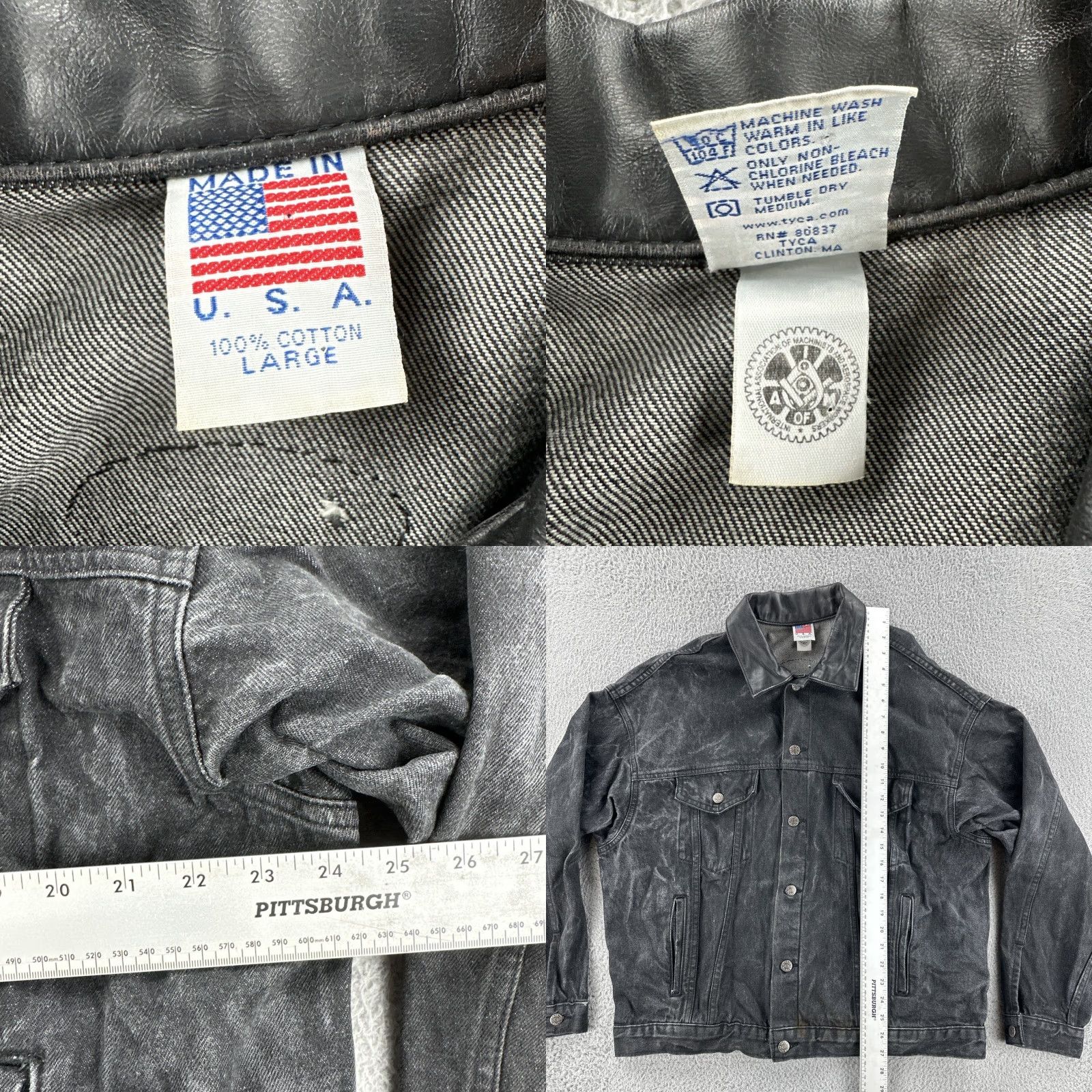 Vintage VINTAGE Tyca Jacket Denim Leather Embellished Dragon Y2K Black XL Men Biker Shirt Size US XL / EU 56 / 4 - 8 Thumbnail