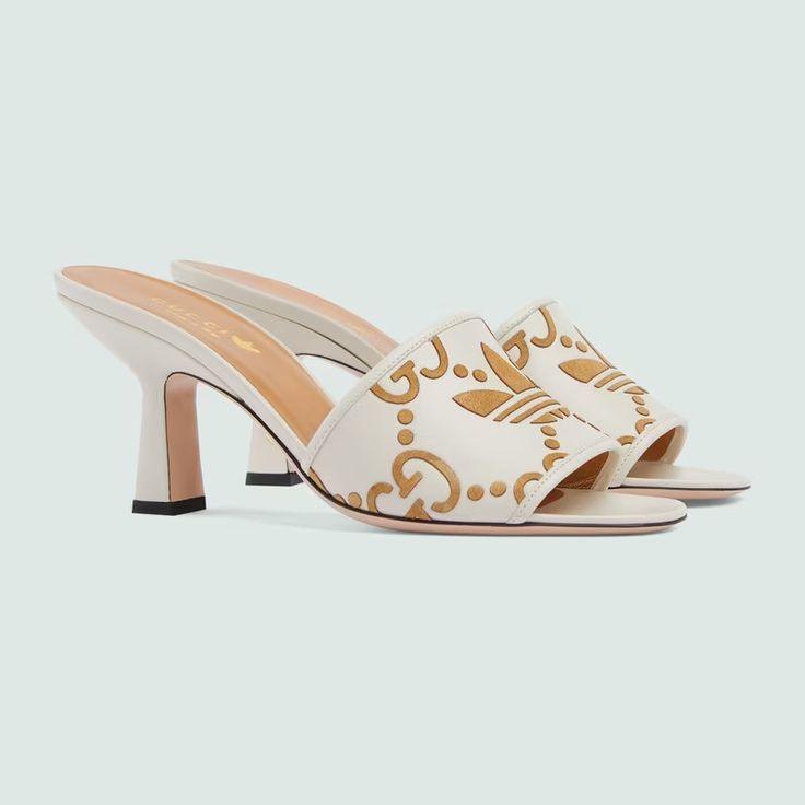 Gucci x Adidas Logo GG Heeled Monogram Sandals