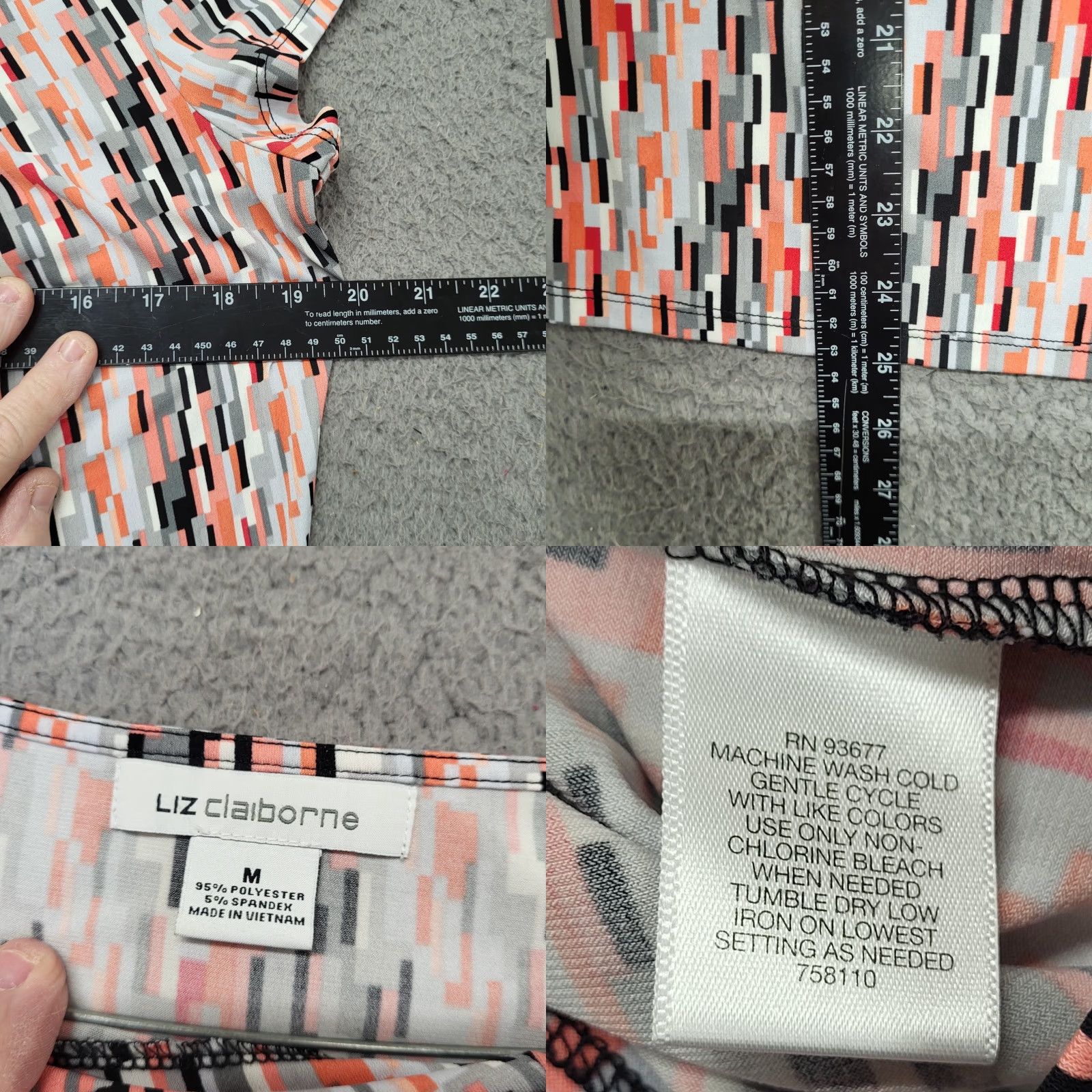 Liz Claiborne Liz Claiborne Blouse Women's Multicolor Short Sleeve Side Knot Neck Knit Top Geometric Pattern Colorful M Womens Size M / US 6-8 / IT 42-44 - 8 Thumbnail