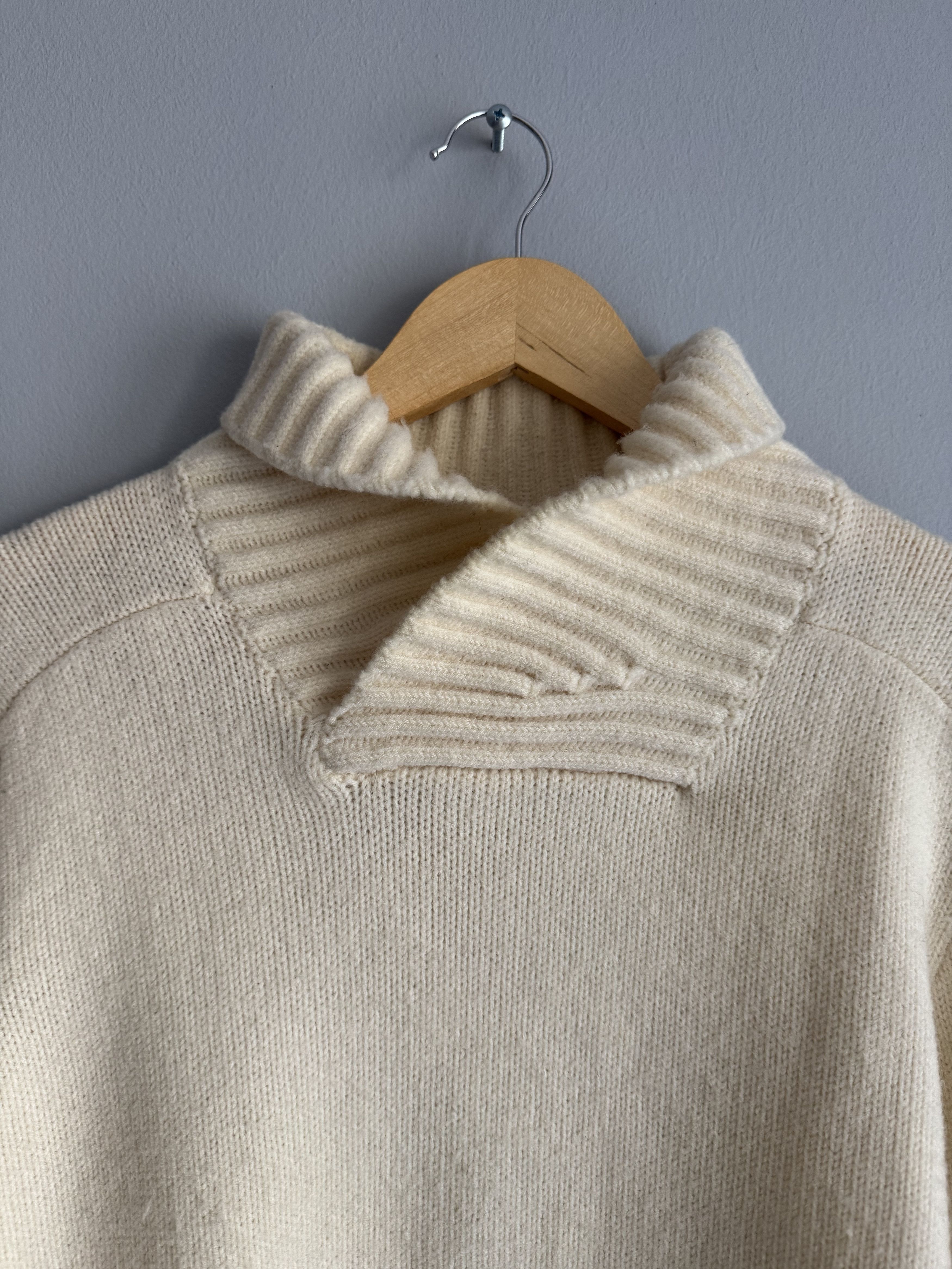 Stone Island Stone Island Wool Neck Knit Sweater Cream Made in ITALY Size US L / EU 52-54 / 3 - 5 Thumbnail