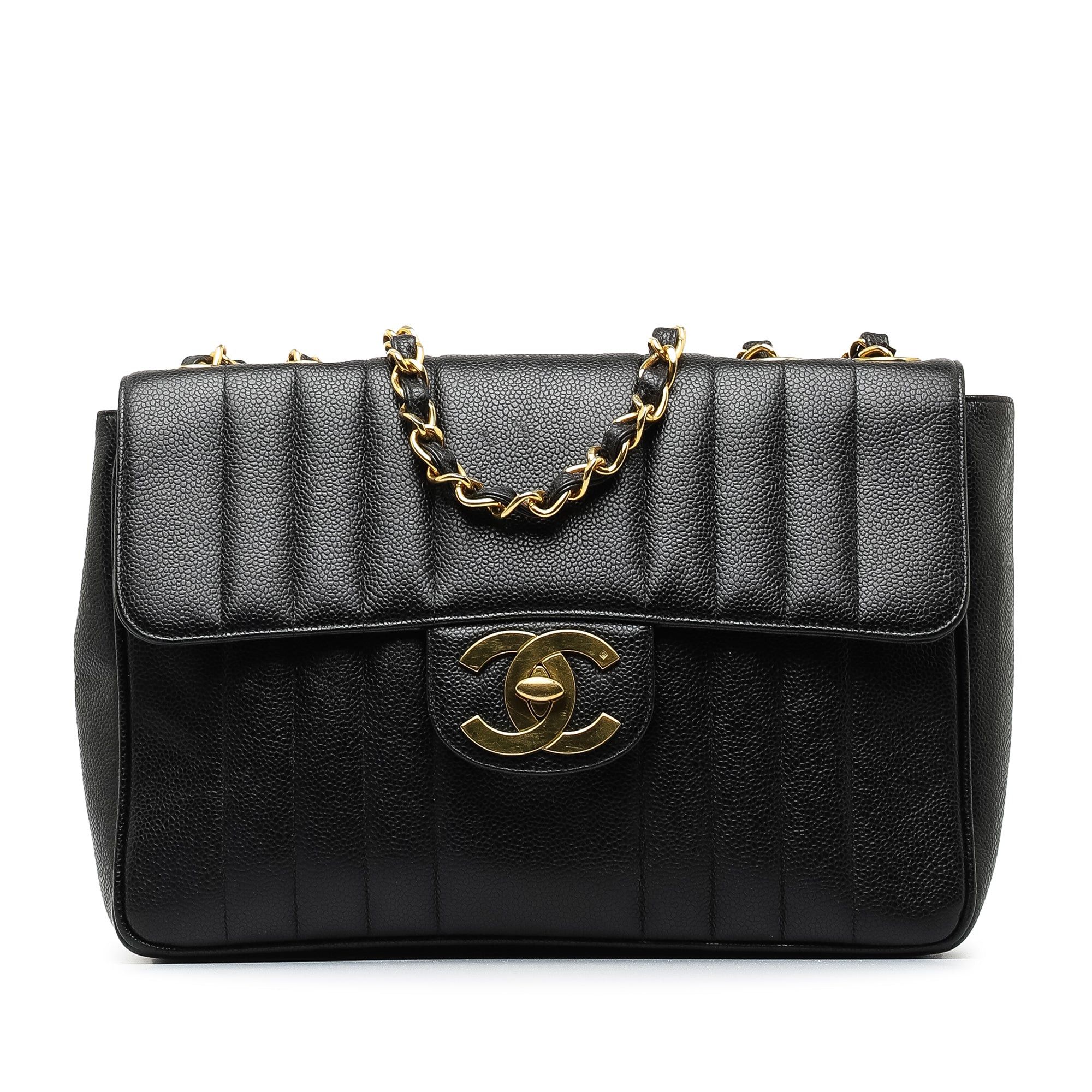 image of Chanel Jumbo Caviar Mademoiselle Flap Shoulder Bag in Black, Women's