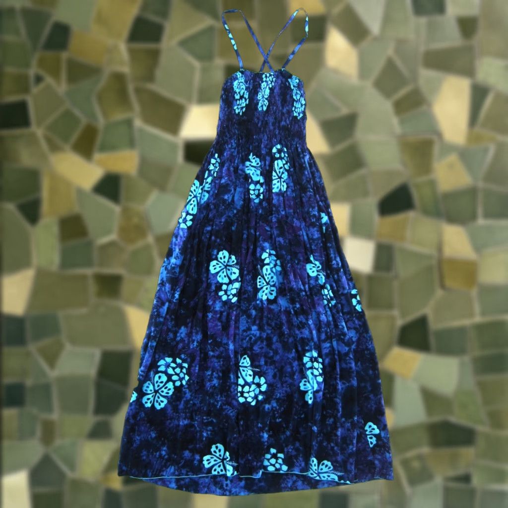 Vintage VINTAGE Young Fashion Blue Tropical Hawaiian Floral Long Maxi Tank Sun Dress M Size M / US 6-8 / IT 42-44 - 1 Thumbnail