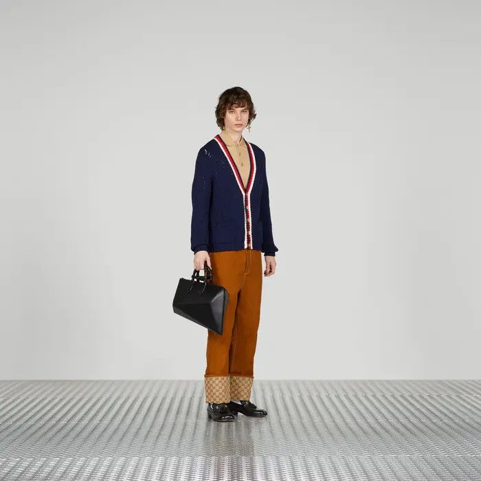 Gucci o1mt1gz0725 Perforated GG Cotton Cardigan in Blue Size US XL / EU 56 / 4 - 6 Thumbnail