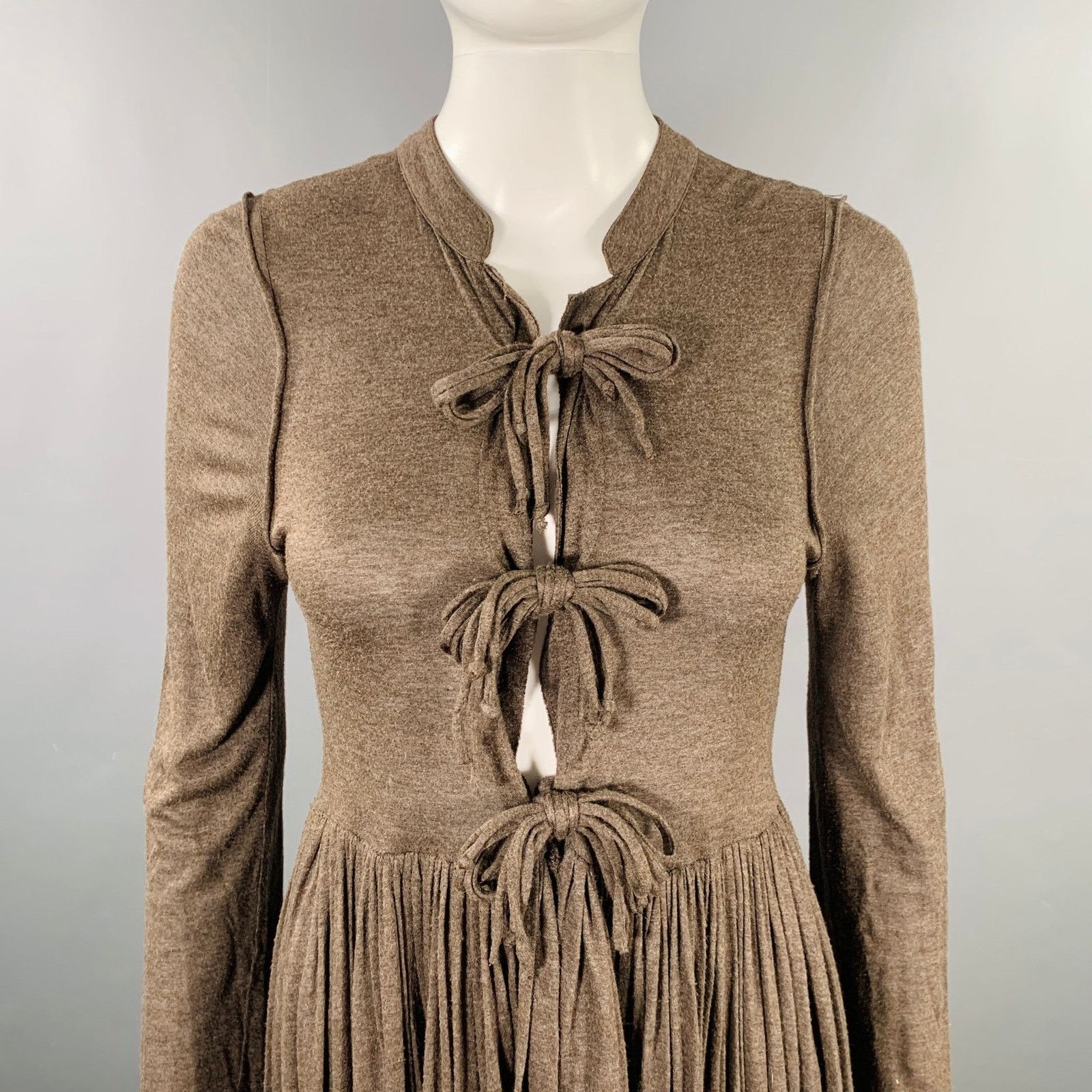 Stella McCartney STELLA McCARTNEY Size M Brown Viscose Pleated Dress Size M / US 6-8 / IT 42-44 - 2 Thumbnail