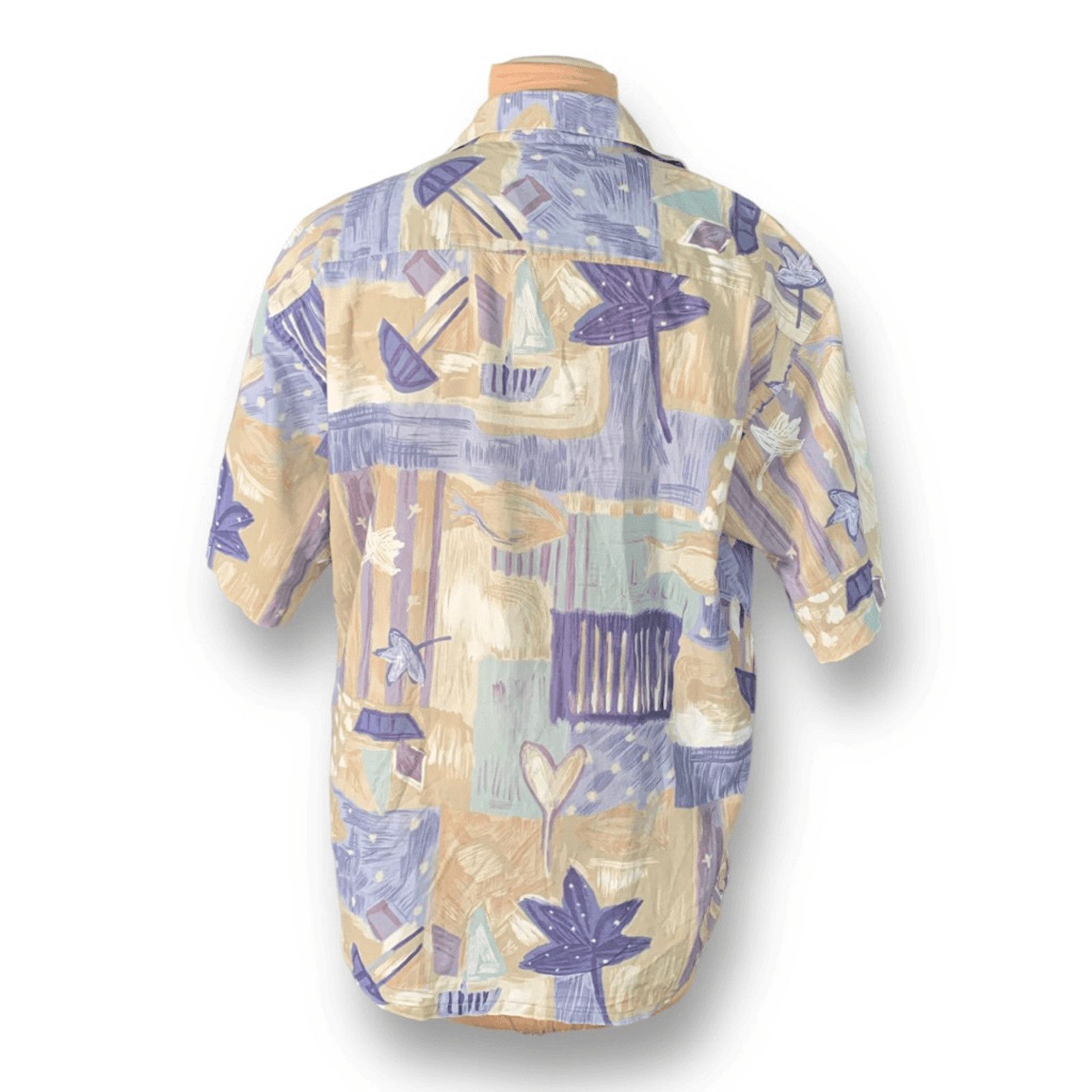 Pierre Cardin Vintage 90s Pierre Cardin Abstract Print Shirt Tan Purple Size US L / EU 52-54 / 3 - 6 Thumbnail