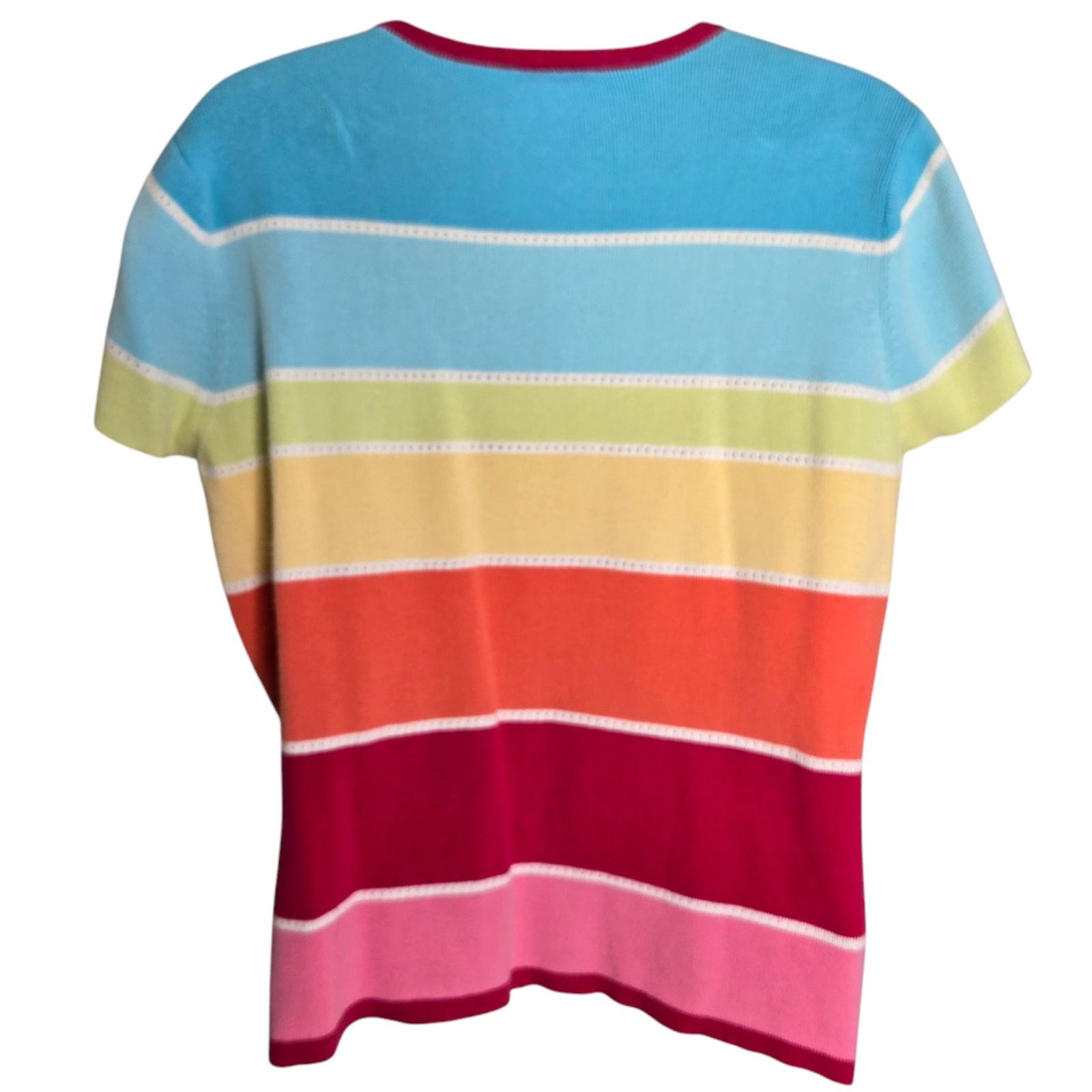 Other Talbots Womens Striped Sweater Large Short Sleeves Cotton Size L / US 10 / IT 46 - 6 Thumbnail