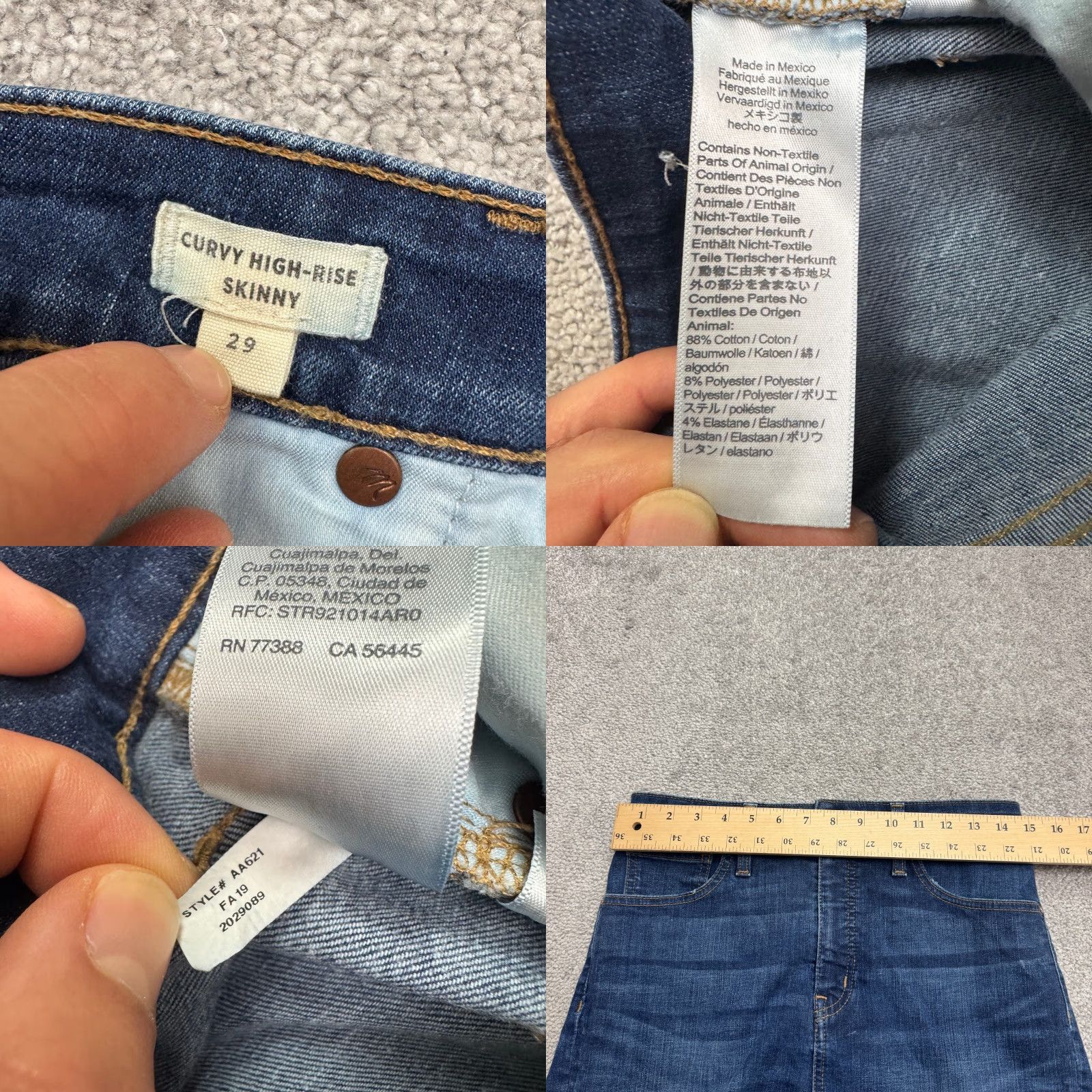 Madewell Madewell Jeans Women's Cropped High Rise 29x25 Blue Medium Wash Stretch Size 29" - 8 Thumbnail