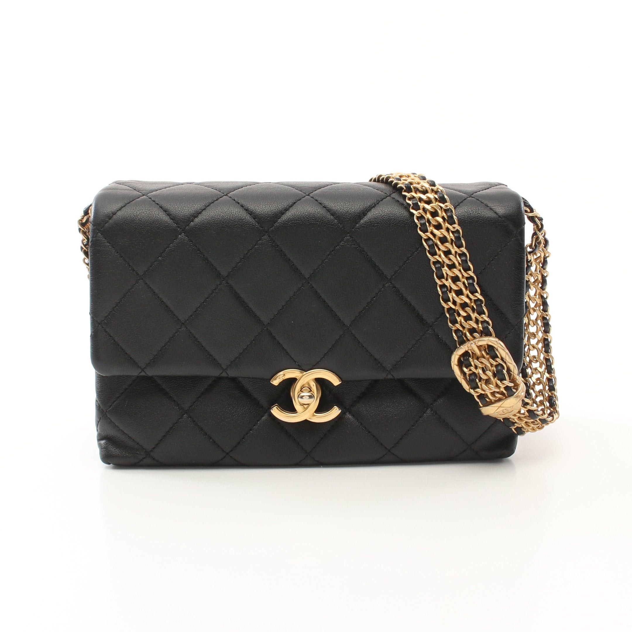 Chanel Chanel Matelasse Chain Shoulder Bag Lambskin Black Gold Hardware Size ONE SIZE - 1 Thumbnail
