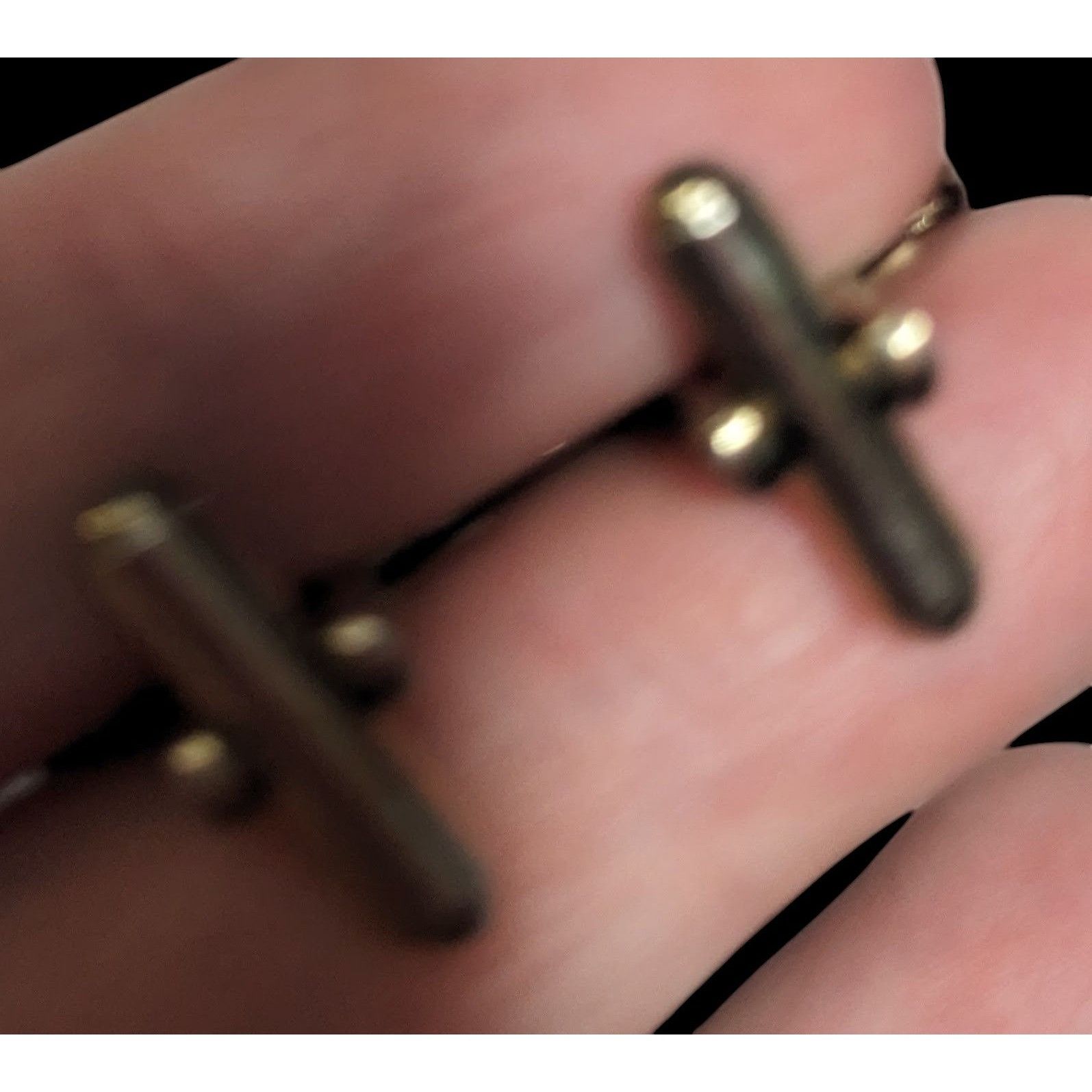 Other Vintage Black And Silver Tone Cuff Links With Clear Gem Inla Size ONE SIZE - 4 Thumbnail