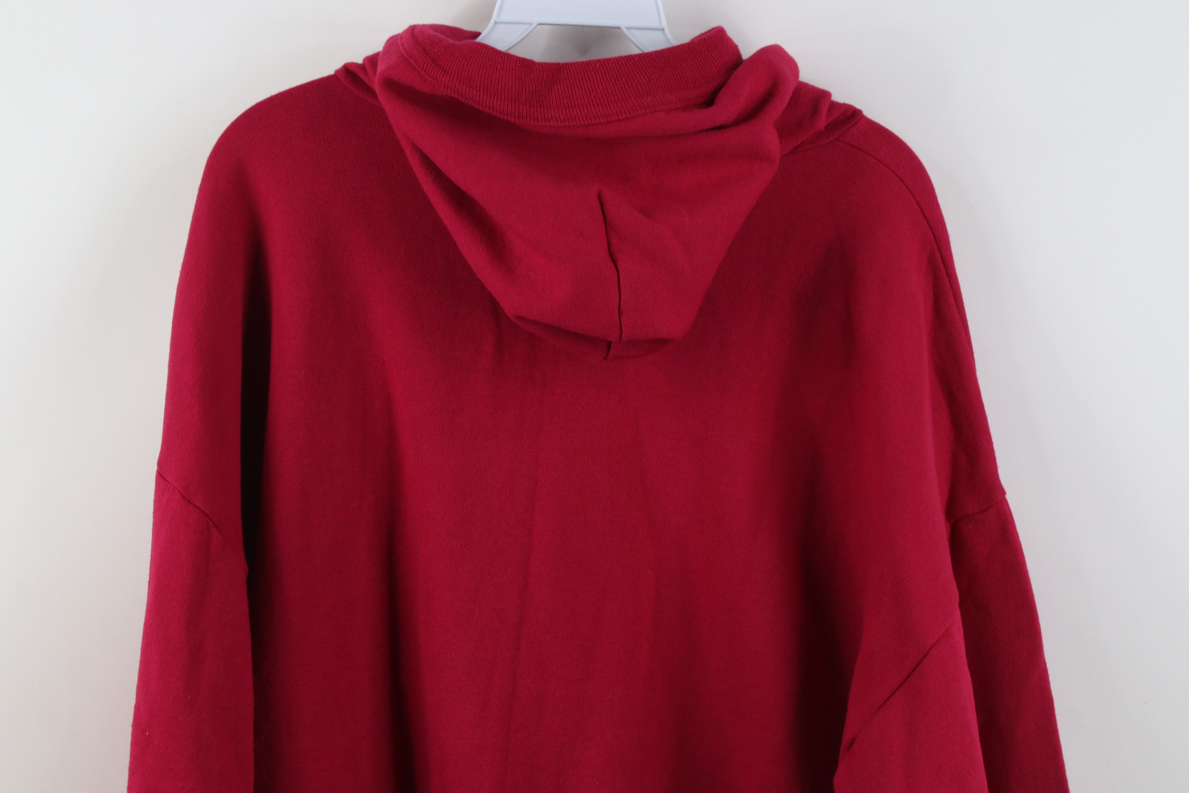 Vintage Vintage 90s Streetwear Blank Full Zip Hoodie Sweatshirt Red Size XXL / US 16-18 / IT 52-54 - 12 Thumbnail