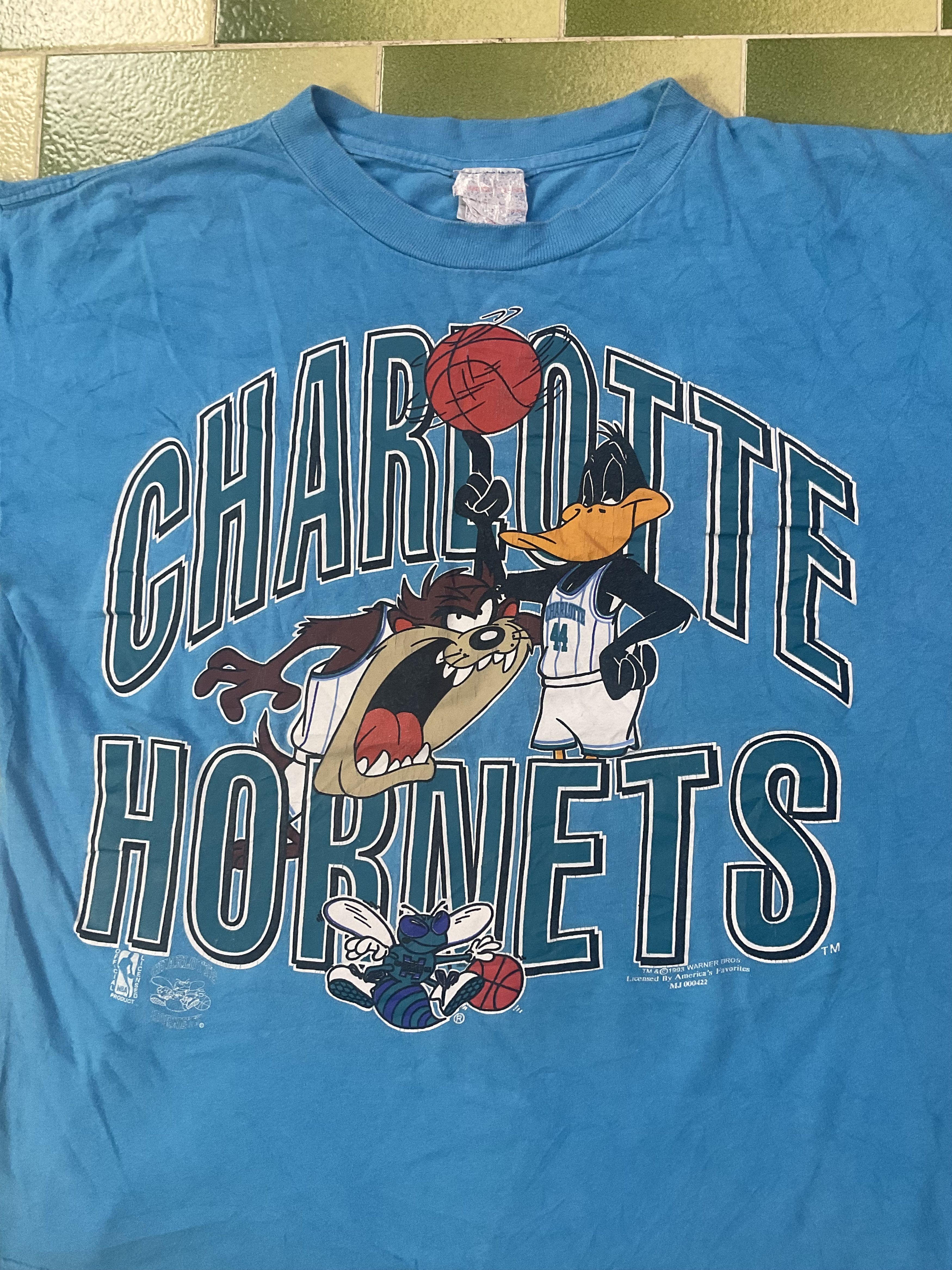 Vintage 1993 NBA Charlotte Hornets Looney Tunes T-Shirt Taz