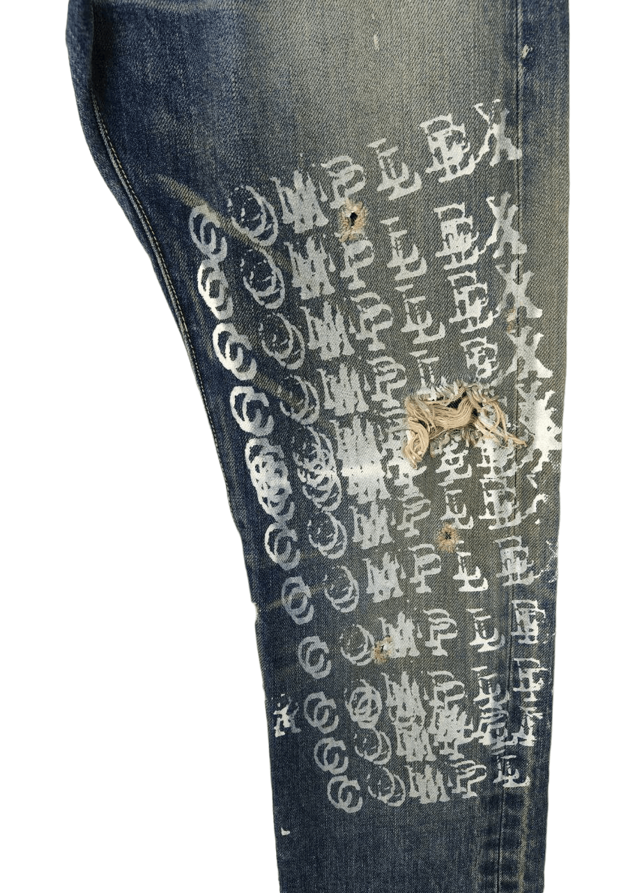 Japanese Brand Plein Printed Denim Size US 31 - 3 Thumbnail