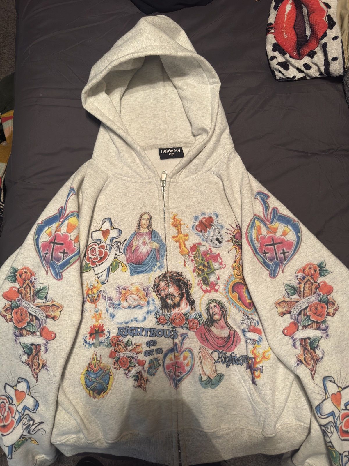 Other We Are Righteous “Risen King” Grey Zip up Hoodie | Grailed