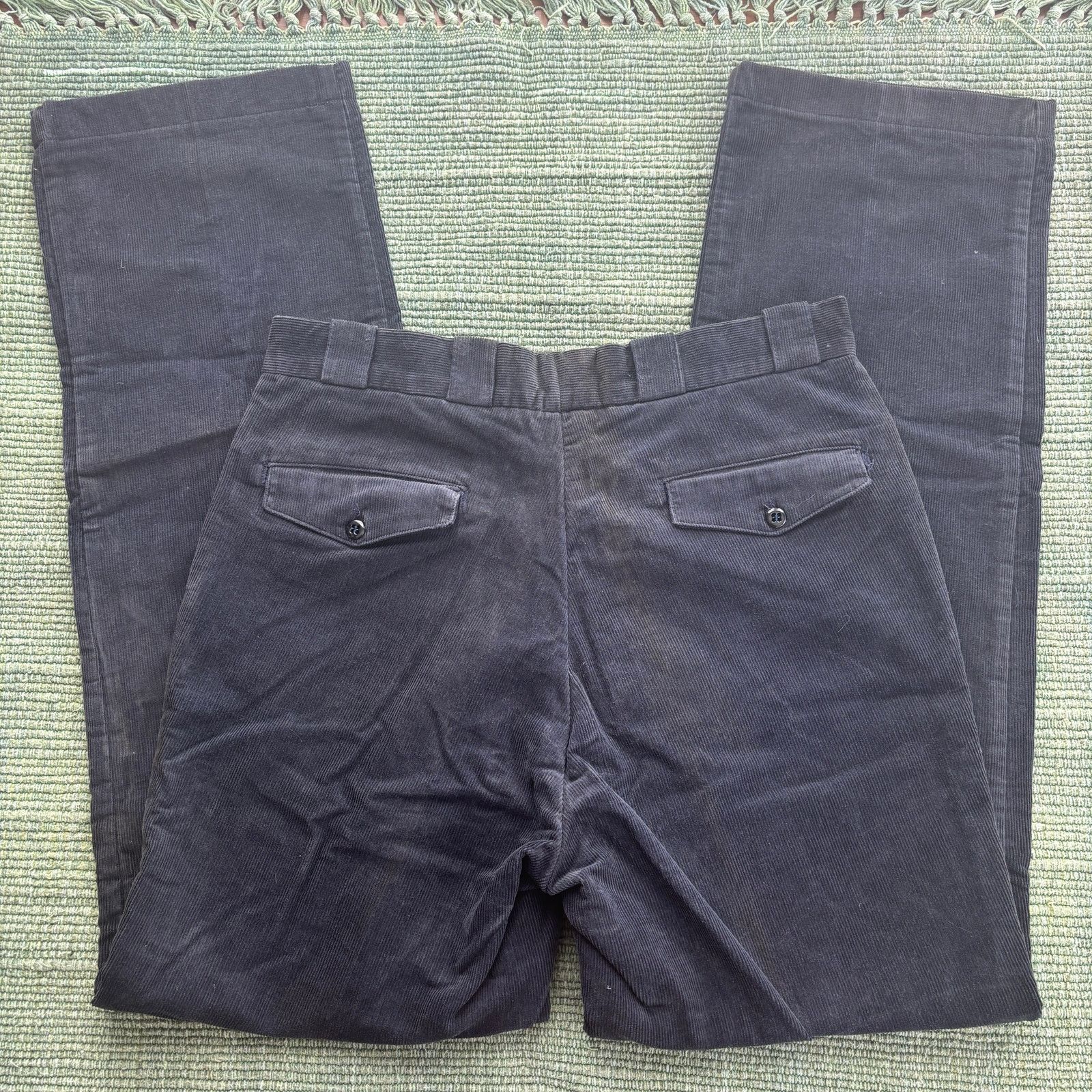Vintage 1970s flannel lined blue corduroy straight leg trousers Size US 34 / EU 50 - 6 Thumbnail