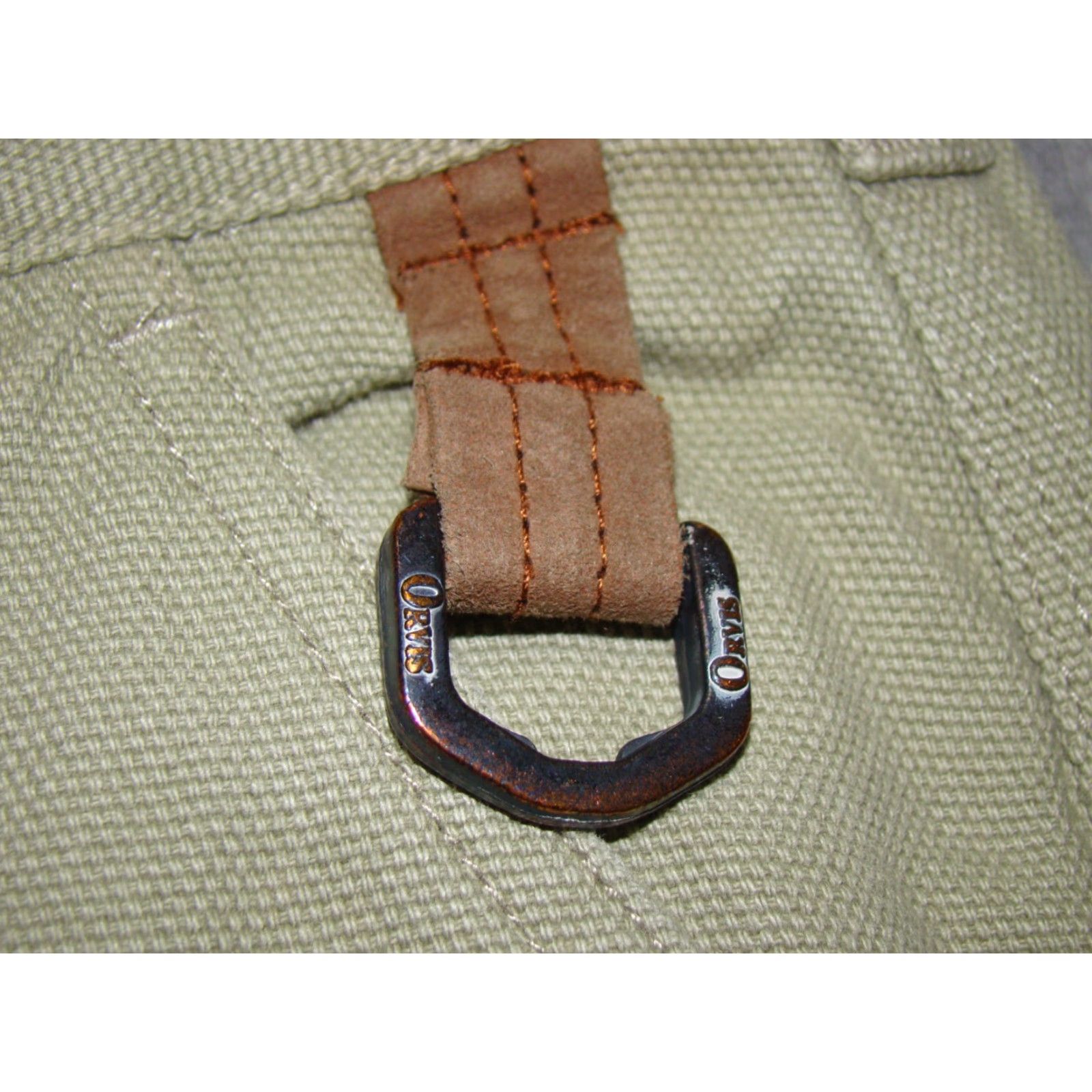 Orvis VINTAGE Orvis Mens Chino Pants Leather Trim Khaki Twill Field Hunting Fishing 42 Waist 42" Straight Leg Front Flat 33in Inseam Size US 42 / EU 58 - 3 Thumbnail