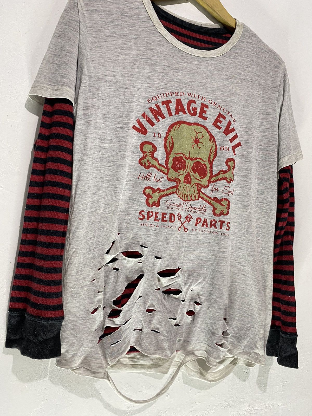 Hysteric Glamour 2in1 vintage evil speed double layers skull distressed tee Size US M / EU 48-50 / 2 - 2 Thumbnail