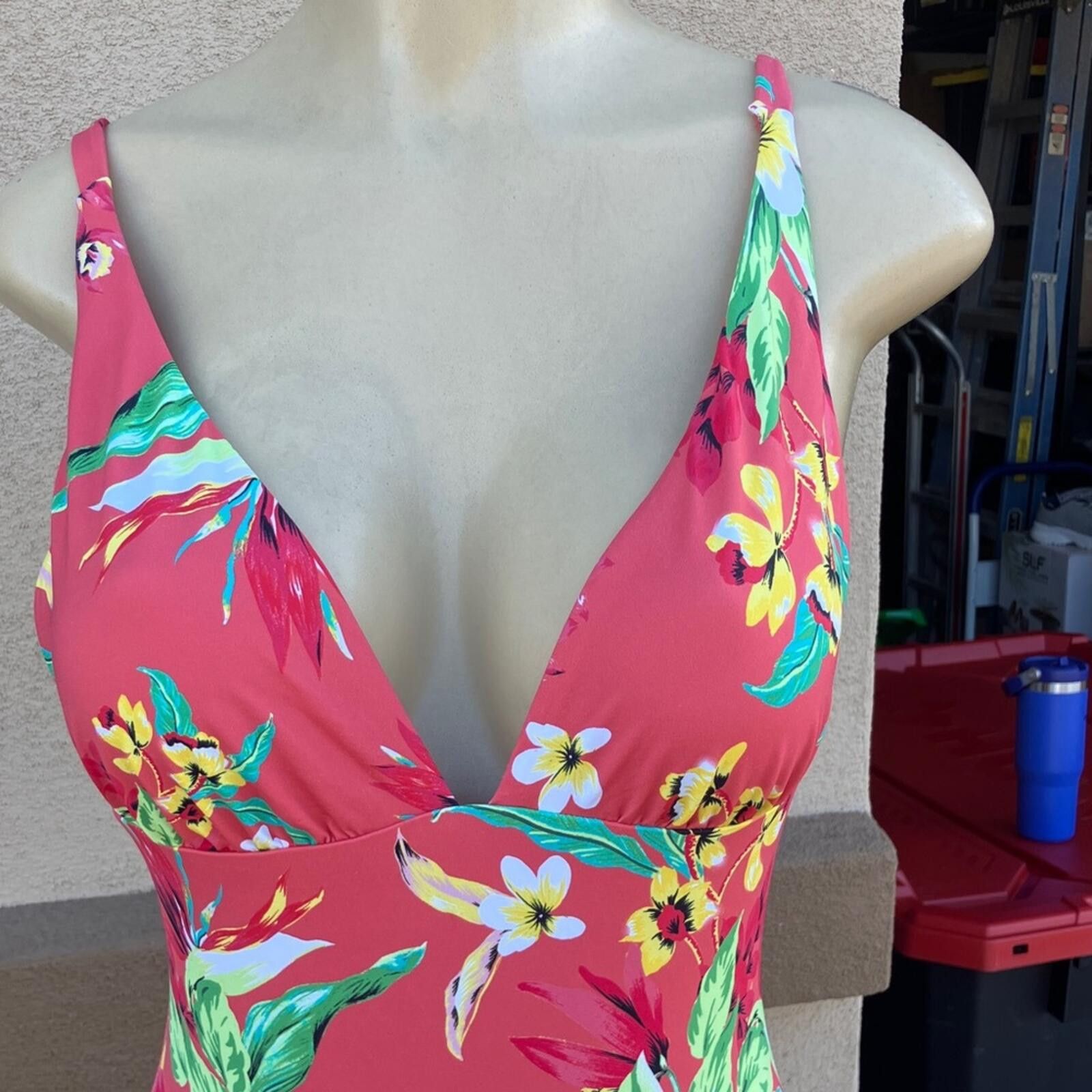 Aquascutum Aqua Coral Floral One-Piece Swimsuit Size ONE SIZE - 4 Thumbnail