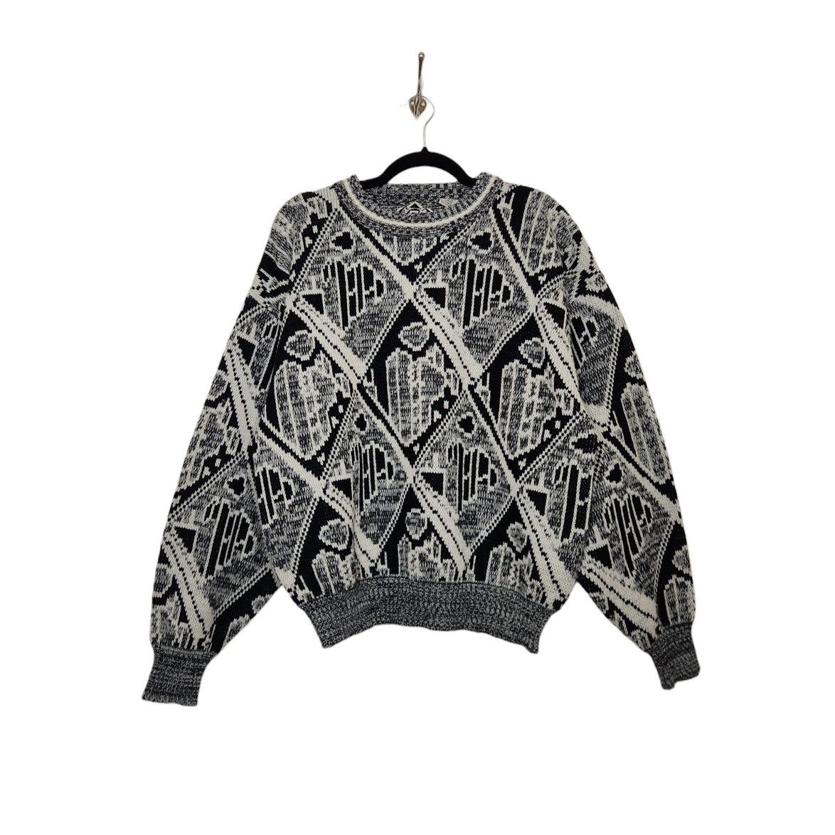Vintage Vintage Sweater 80s 90s Grandpa Abstract Grunge Art Black Size US L / EU 52-54 / 3 - 1 Thumbnail