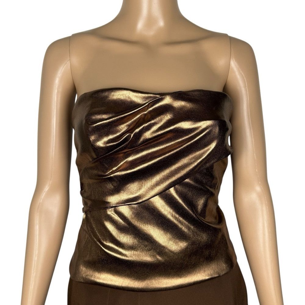 Zara NWT New Zara Metallic Strapless Bronze Top Size XS Size XS / US 0-2 / IT 36-38 - 1 Thumbnail