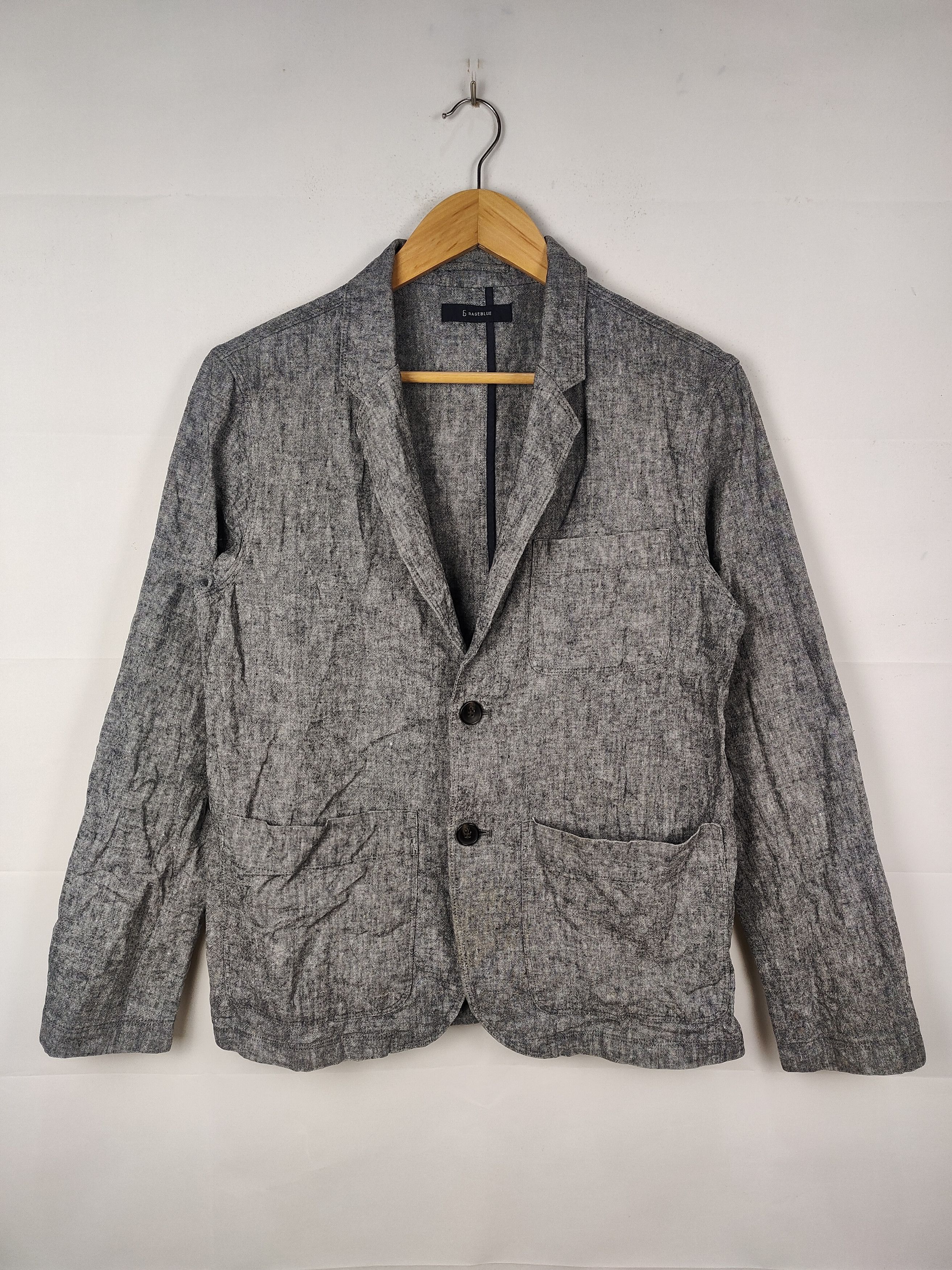 RAGEBLUE Rageblue two-button cotton-linen blazer jacket in grey Size US M / EU 48-50 / 2 - 1 Thumbnail