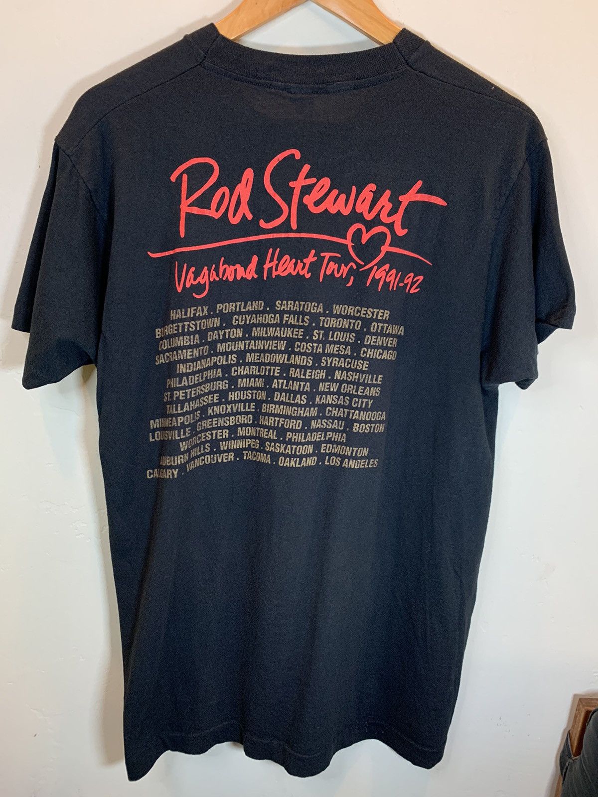 Band Tees × Vintage *RARE* Vintage 1991 Rod Stewart Vagabond Heart Tour T-Shirt Size US XL / EU 56 / 4 - 2 Thumbnail