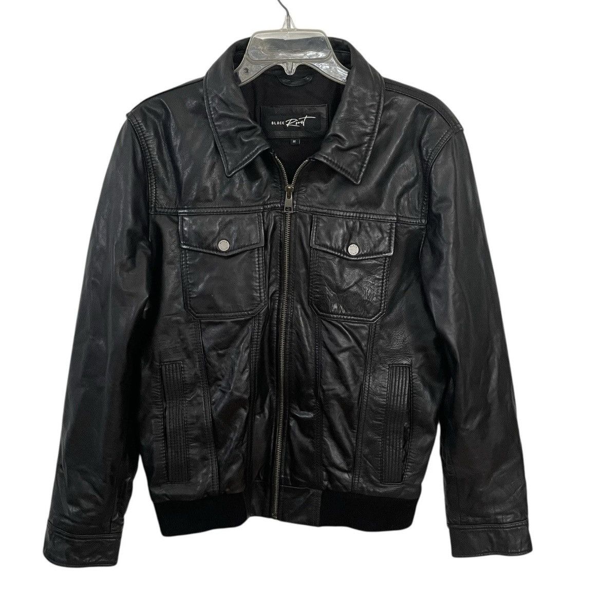 Black Rivet Black Rivet Leather Bomber Jacket w/ Removable Hoodie Medium Size US M / EU 48-50 / 2 - 4 Thumbnail