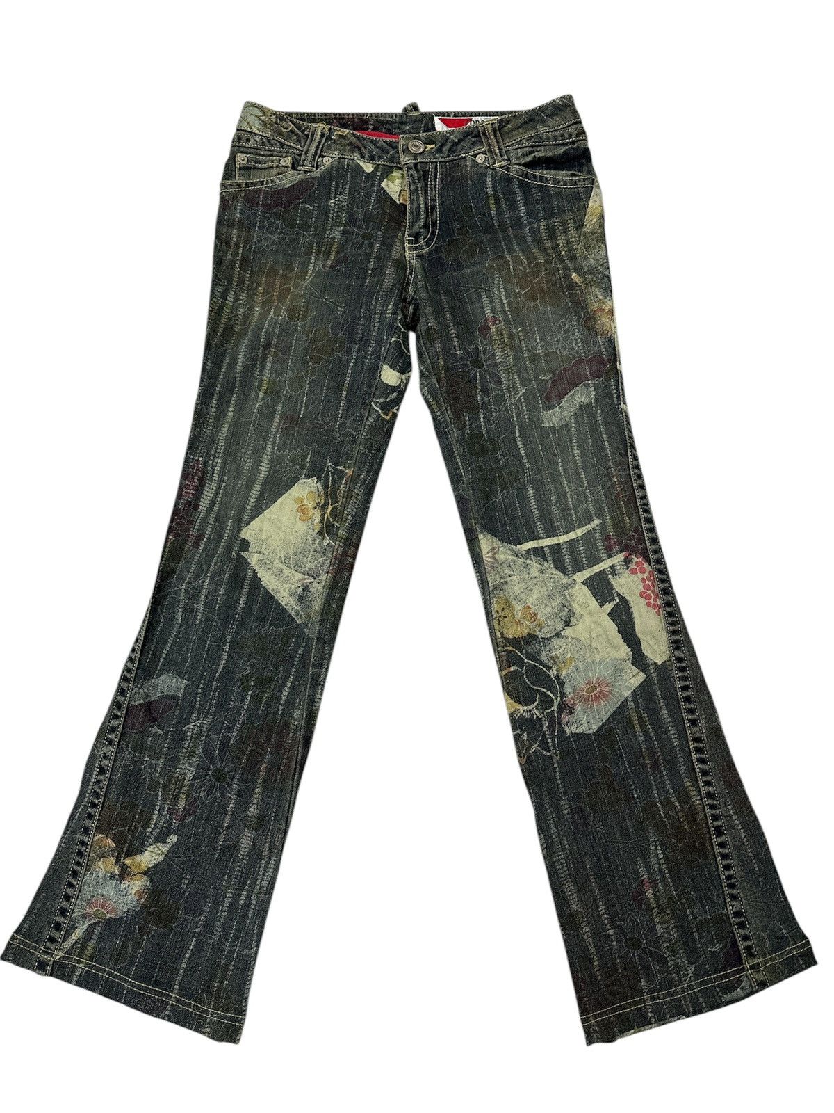 If Six Was Nine 2000s Coromo Flare Jeans Japanese Art Lgb Goa Y2K Style Size US 29 - 1 Thumbnail