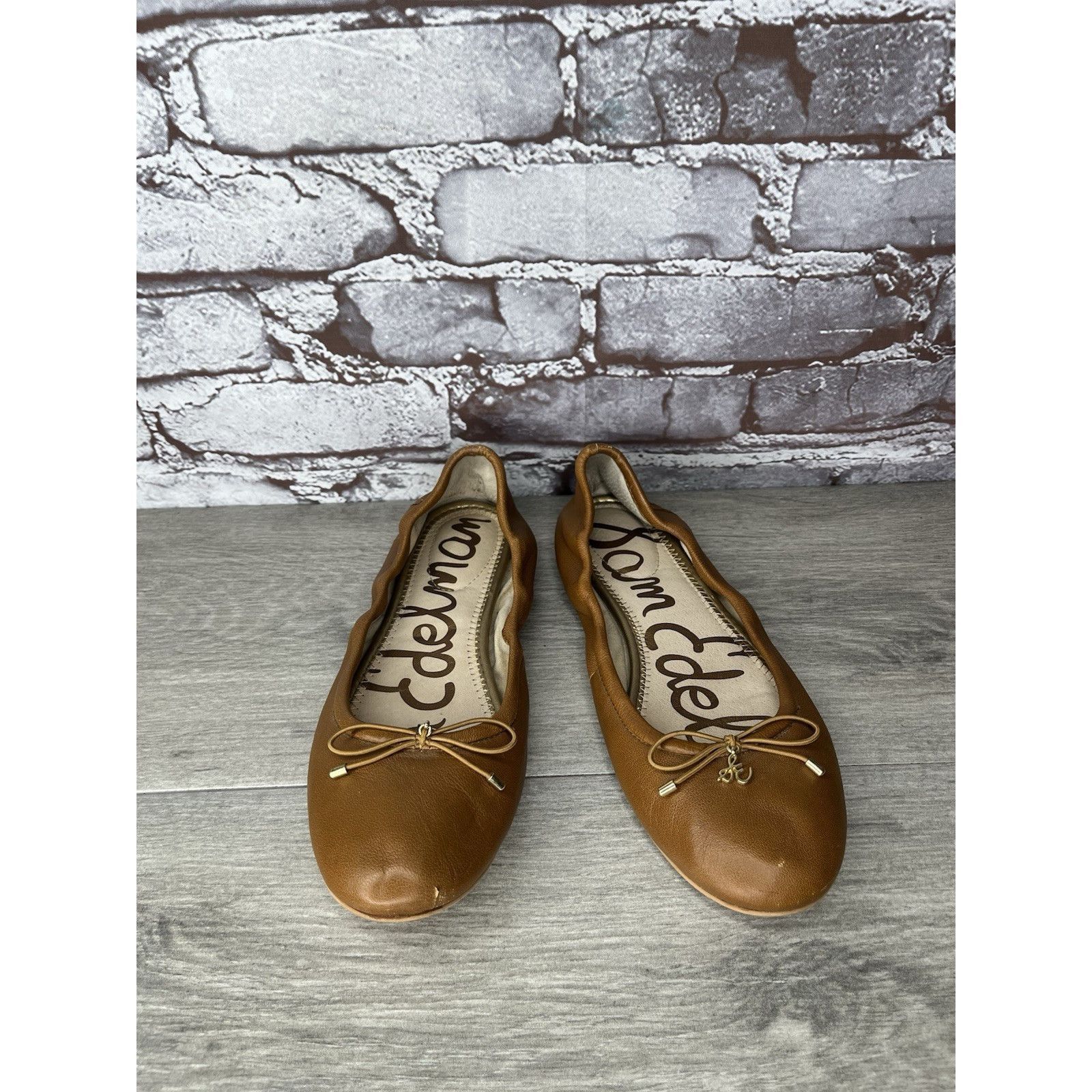 Sam Edelman Sam Edelman Felicia Brown Leather Bow Classic Ballet Flats W Size US 7.5 / IT 37.5 - 17 Thumbnail