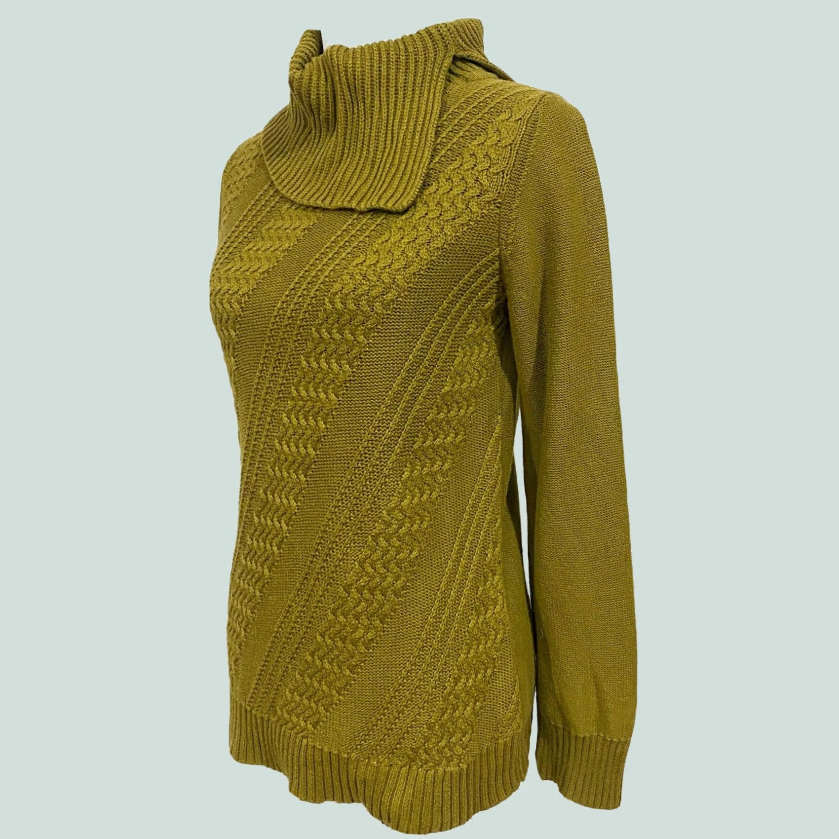 Coldwater Creek VINTAGE? No — Coldwater Creek Women’s Sweater Cable Knit Cowl Neck Green XS 4-6 Winter Fall Pullover Knitted Knit Cotton Blend Classic Mens? Size XS / US 0-2 / IT 36-38 - 1 Thumbnail