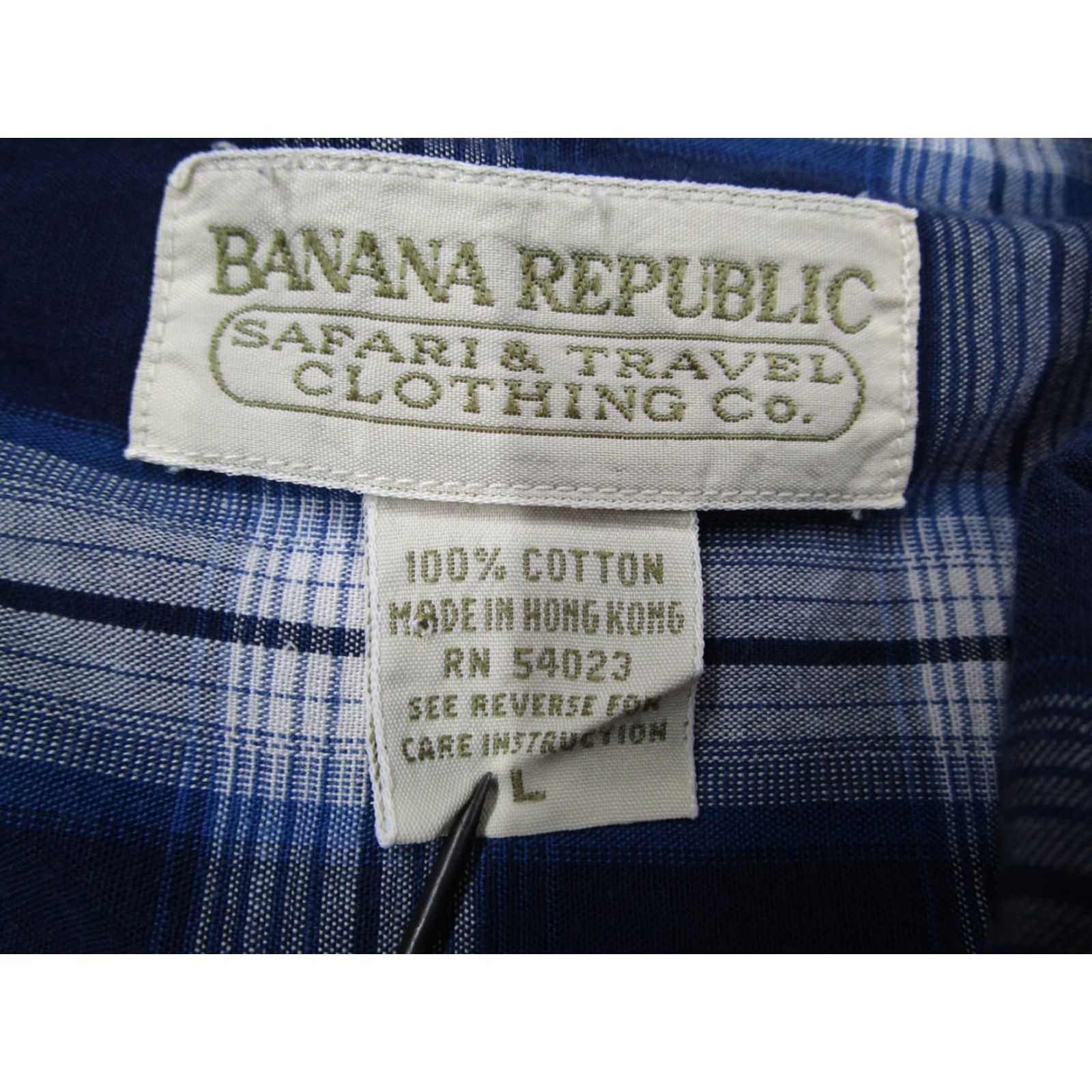 Banana Republic VINTAGE Banana Republic Shirt Mens L Blue Plaid Button-Down Hong Kong 90s Size US L / EU 52-54 / 3 - 3 Thumbnail
