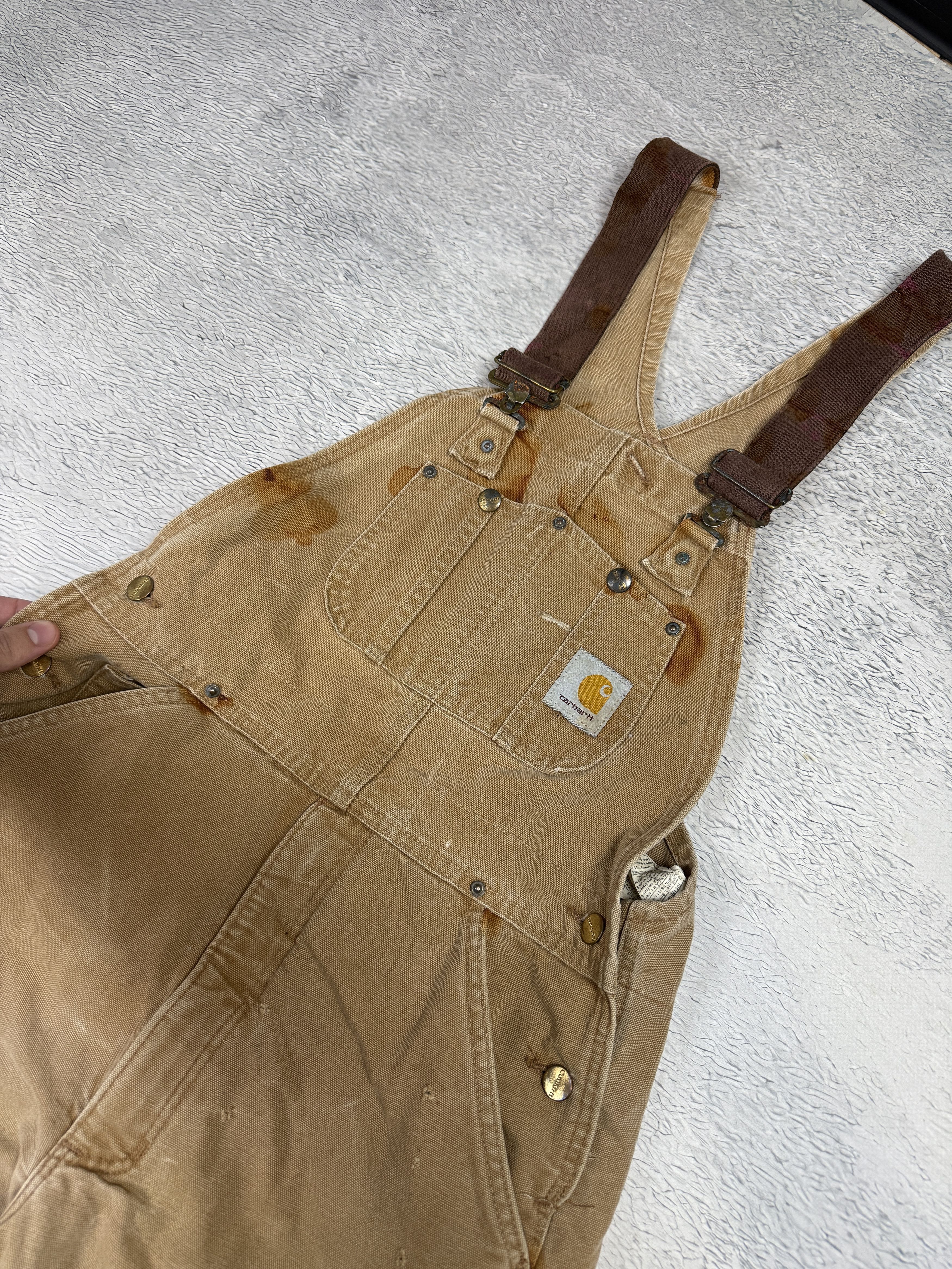 Carhartt Carhartt Vintage Overalls R02 Brown Carpenter Painted Faded Size US 32 / EU 48 - 5 Thumbnail