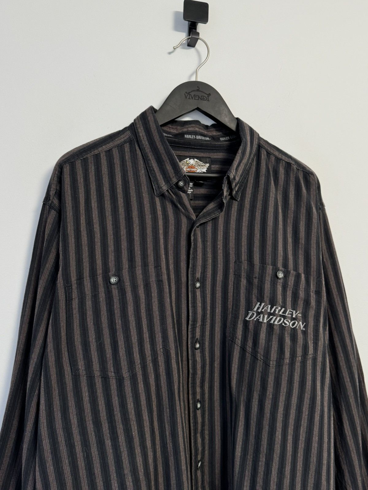 Harley Davidson Harley Davidson Vintage Button Up Big Logo 90’s style Biker Size US XL / EU 56 / 4 - 2 Thumbnail