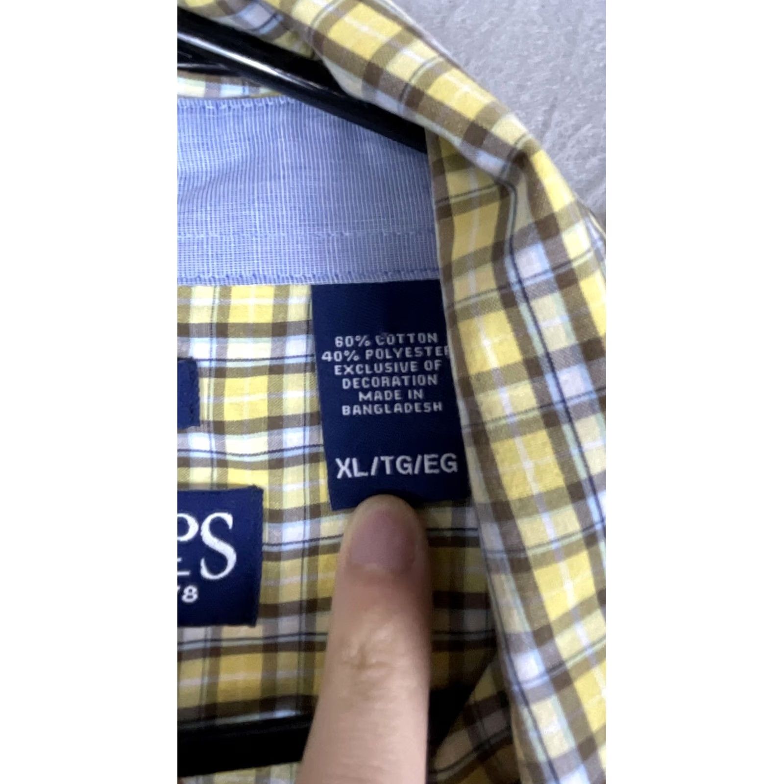 Chaps Chaps Shirt Mens XL Yellow Brown Plaid Button Down Short Sleeve Easy Care Logo Size US XL / EU 56 / 4 - 4 Thumbnail