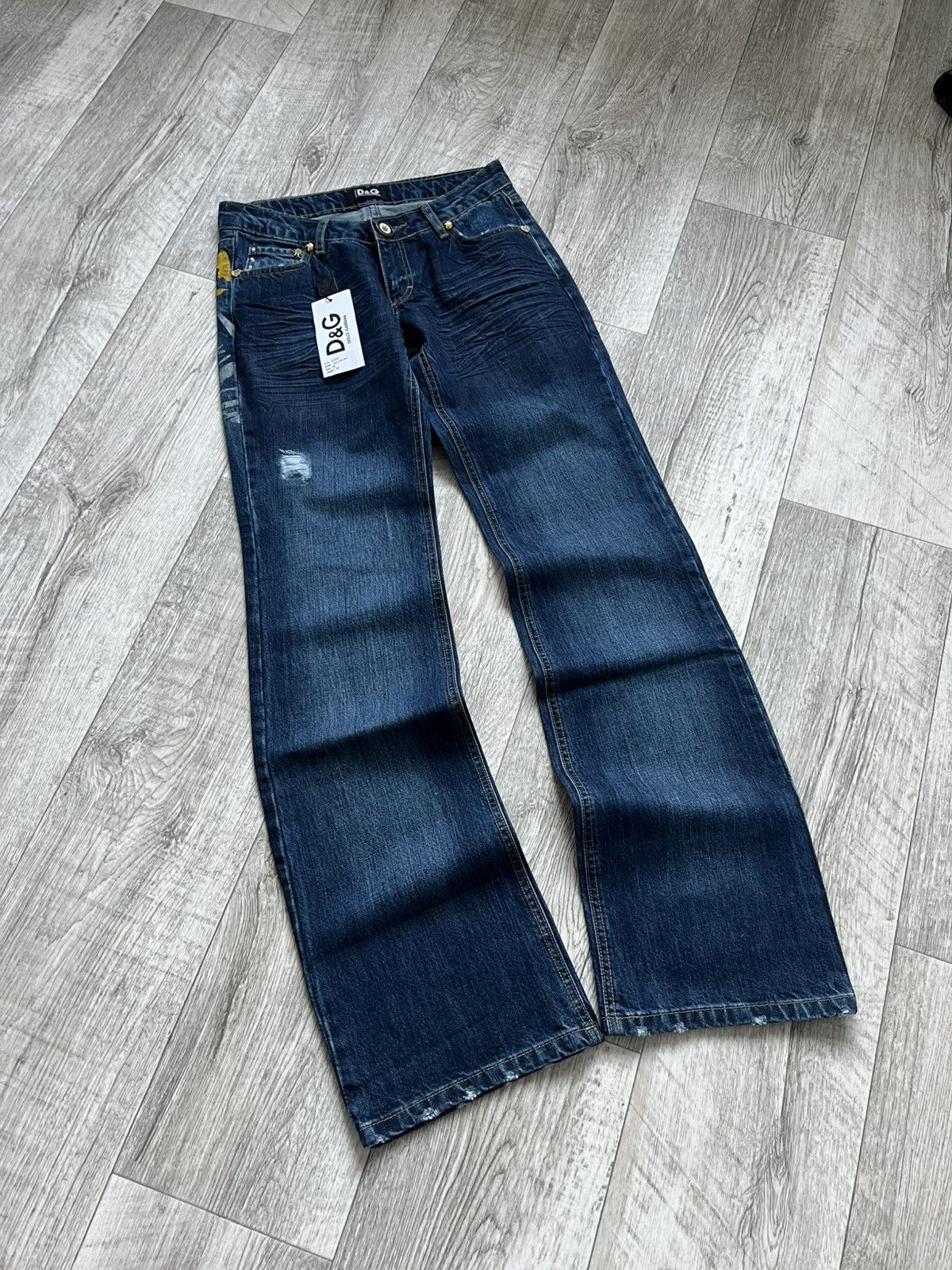 Dolce & Gabbana NEW! Crazy Vintage Dolce Gabbana Big Logo Flared Y2k Jeans Size 29" - 9 Thumbnail