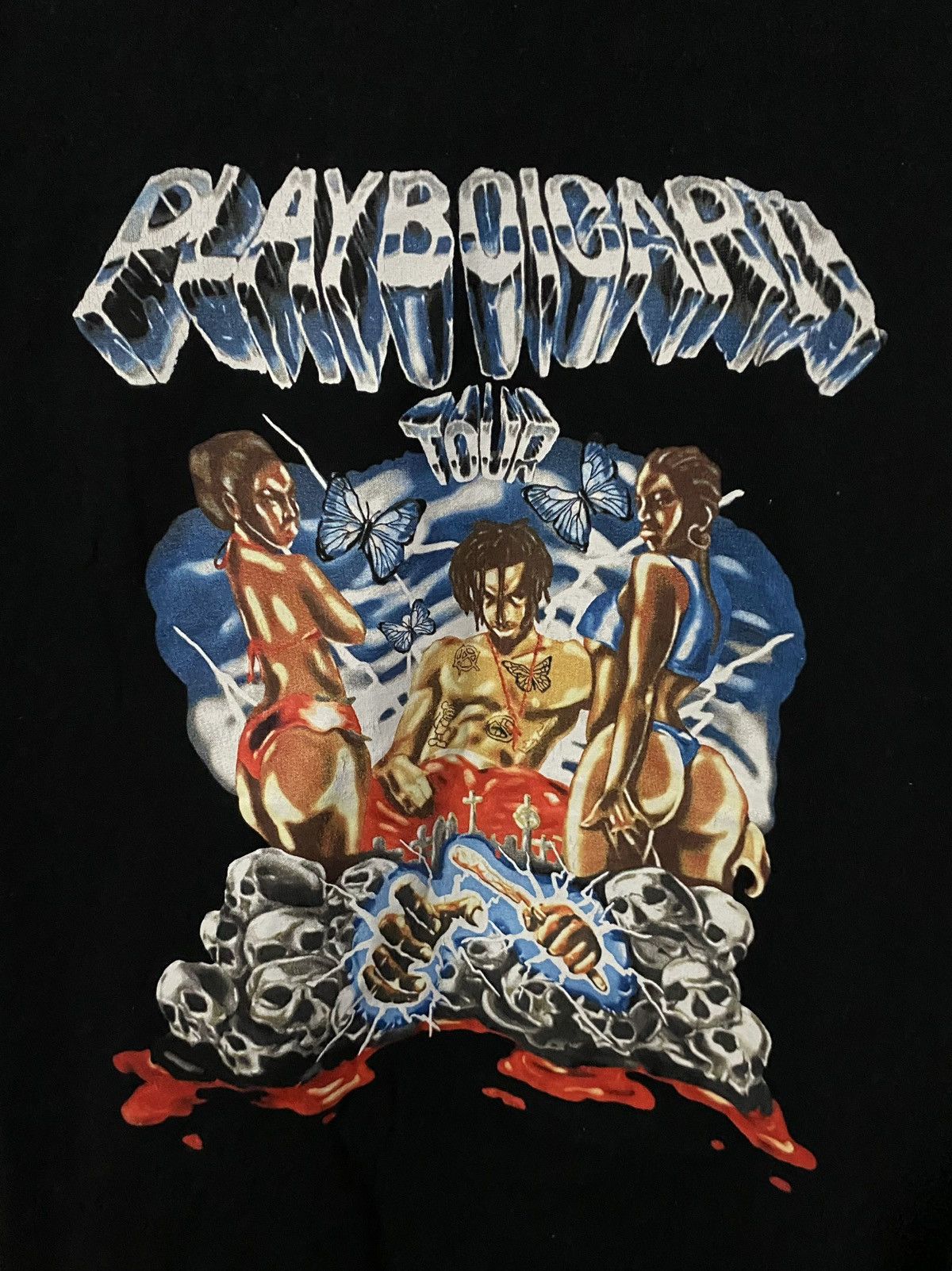 Playboi Carti Playboi Carti AWGE Airbushed Tour Merch Tee in Black Size US XL / EU 56 / 4 - 3 Thumbnail