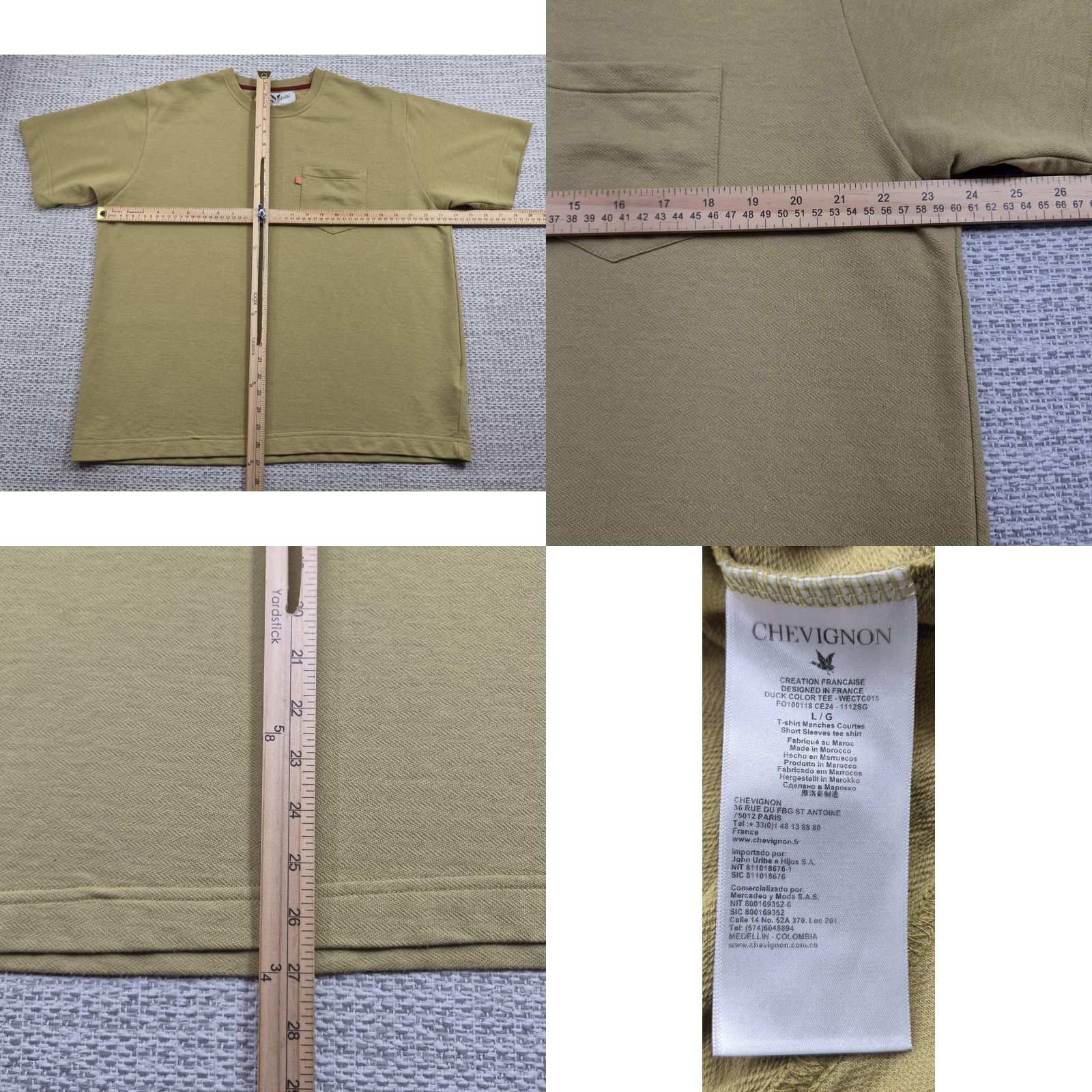 Vintage Togs Unlimited Chevignon Shirt Mens Large Green Recycled Pocket Tee Herringbone Shirt Tee Mens L Green 90s Classics Size US L / EU 52-54 / 3 - 8 Thumbnail
