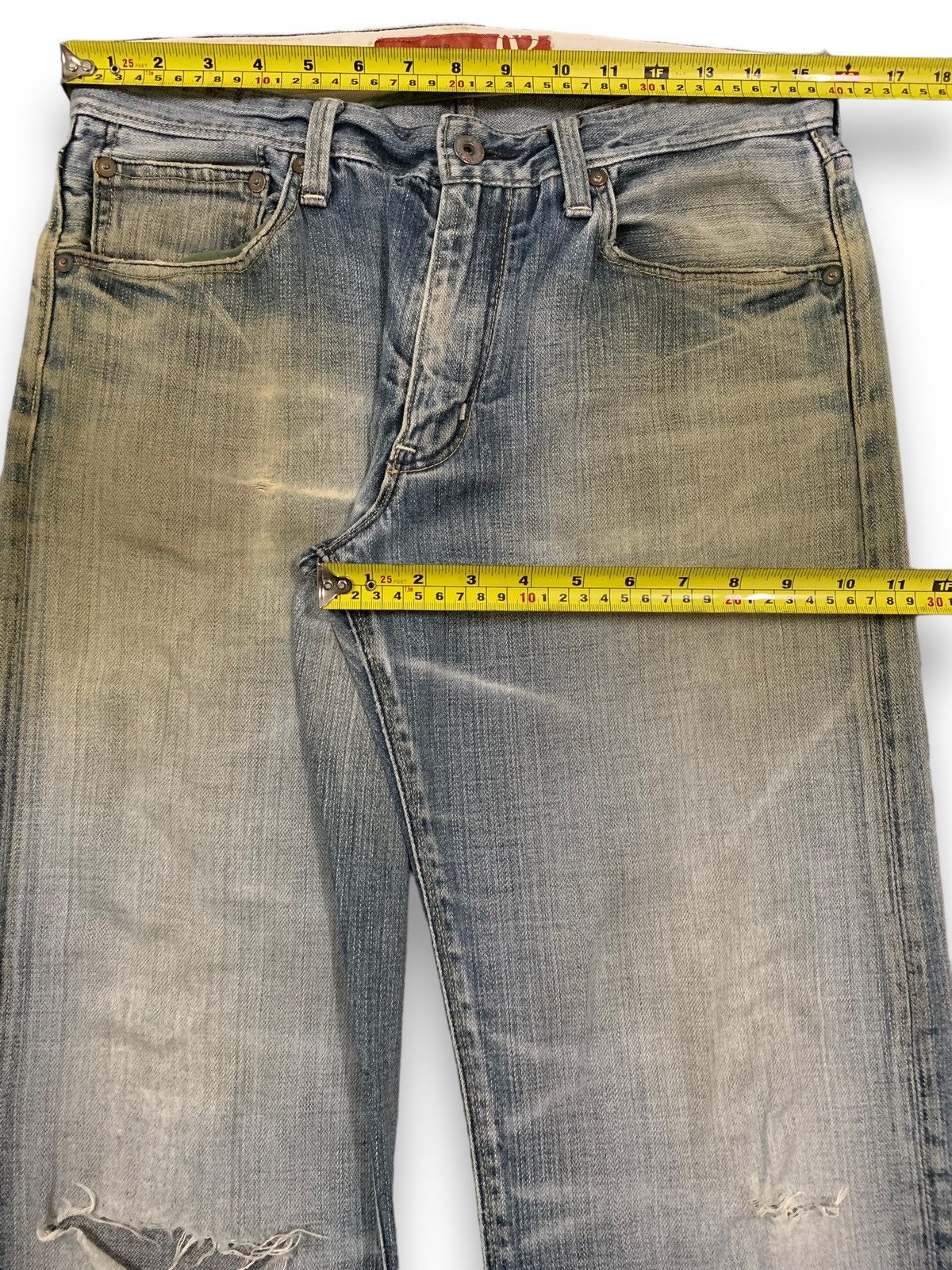 Japanese Brand × KMRii × Yasuyuki Ishii Vintage Japanese Brand Rusty Blue Washed Distressed Jeans Size US 30 / EU 46 - 15 Thumbnail