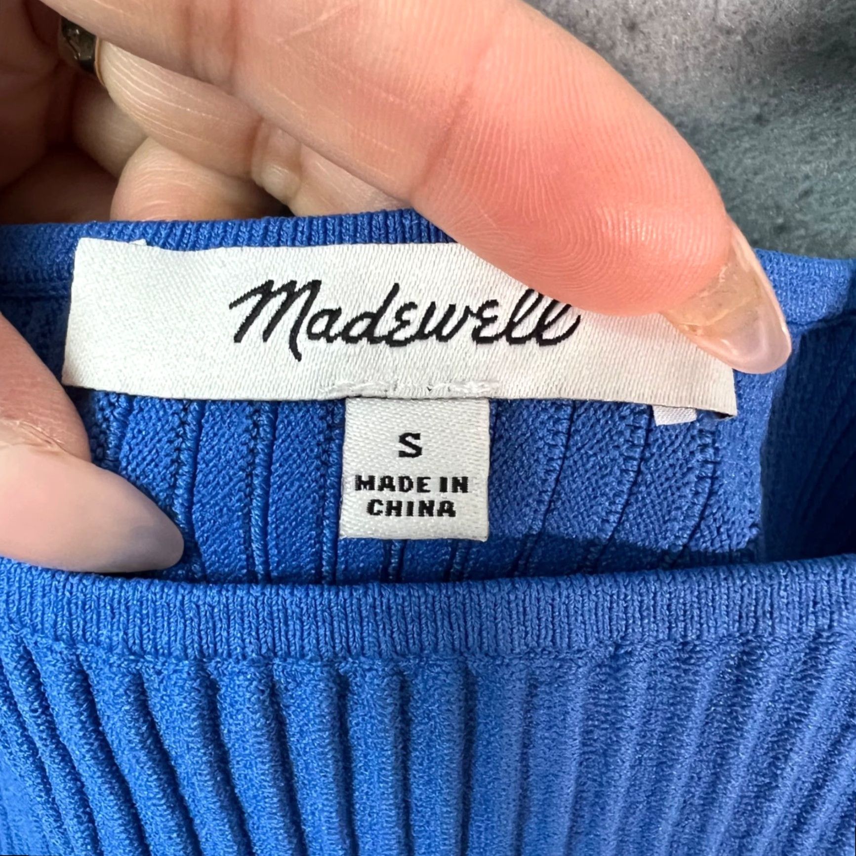 Madewell Madewell Womens Size Small Blue Ribbed Square Neck Tank Top Shirt Sleeveless Slim Knit Summer Spring Women Size S / US 4 / IT 40 - 3 Thumbnail